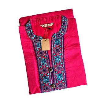 Chanderi Embroidery Kurti