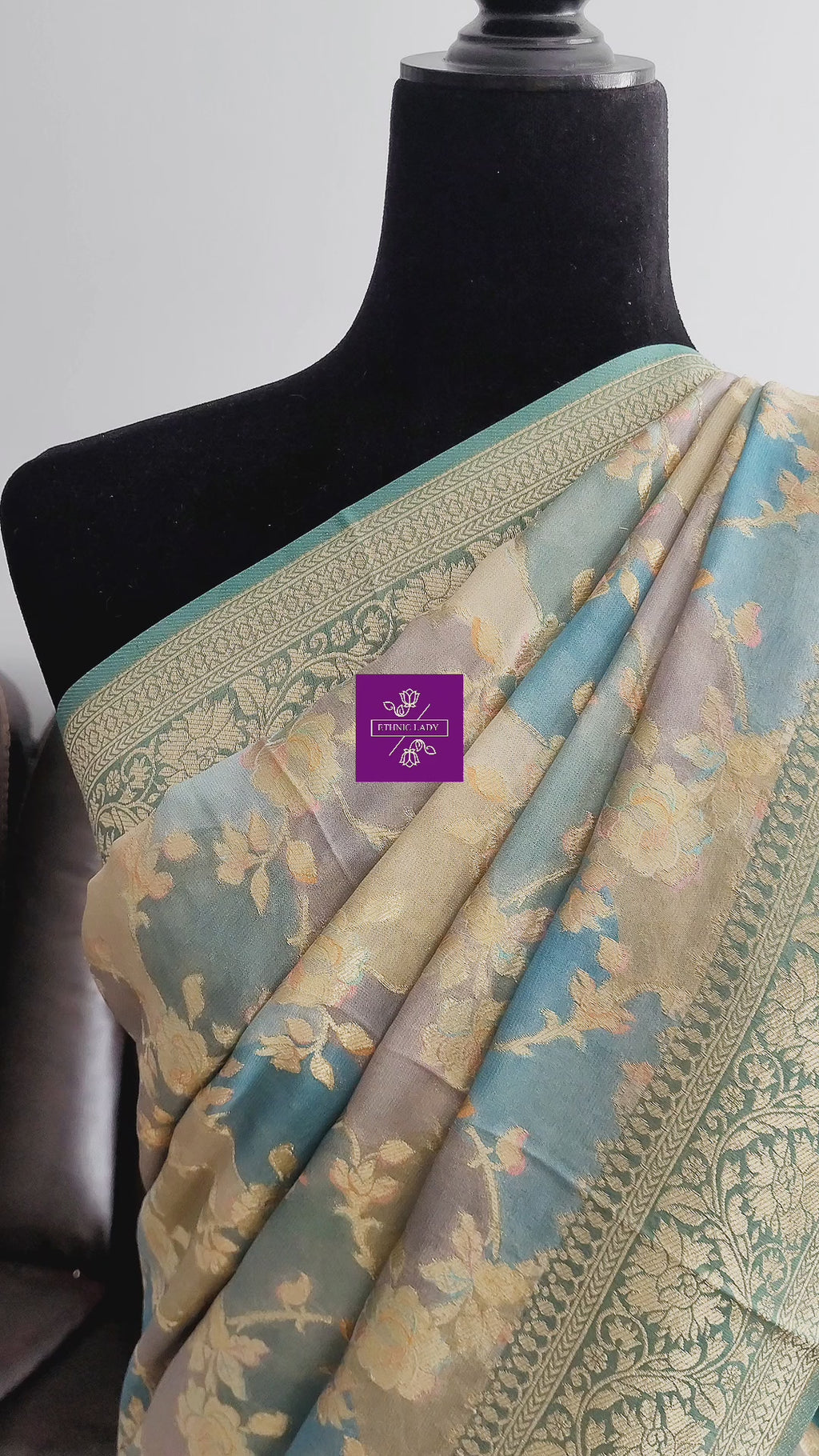 Pure Khadi Georgette Rangkat Saree