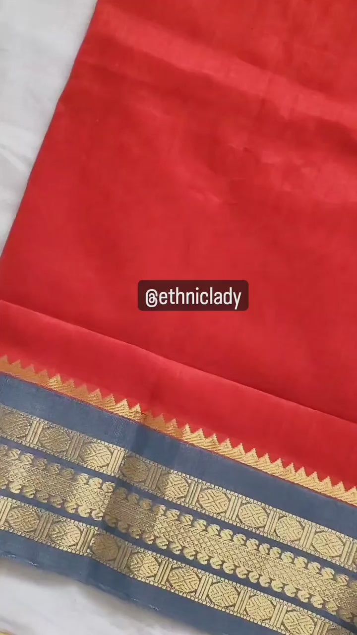 Red Kanjivaram Sico Saree With Blouse