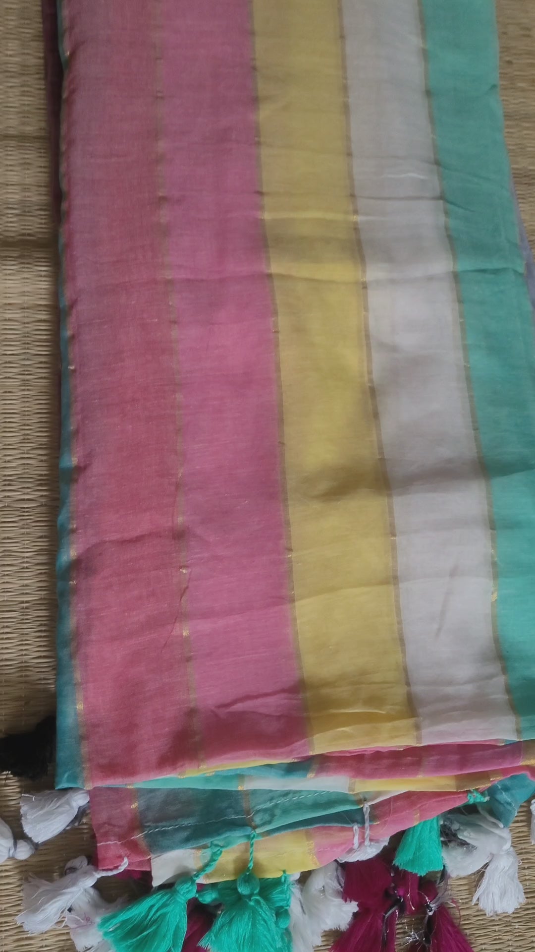 Stripped Mul Cotton Saree
