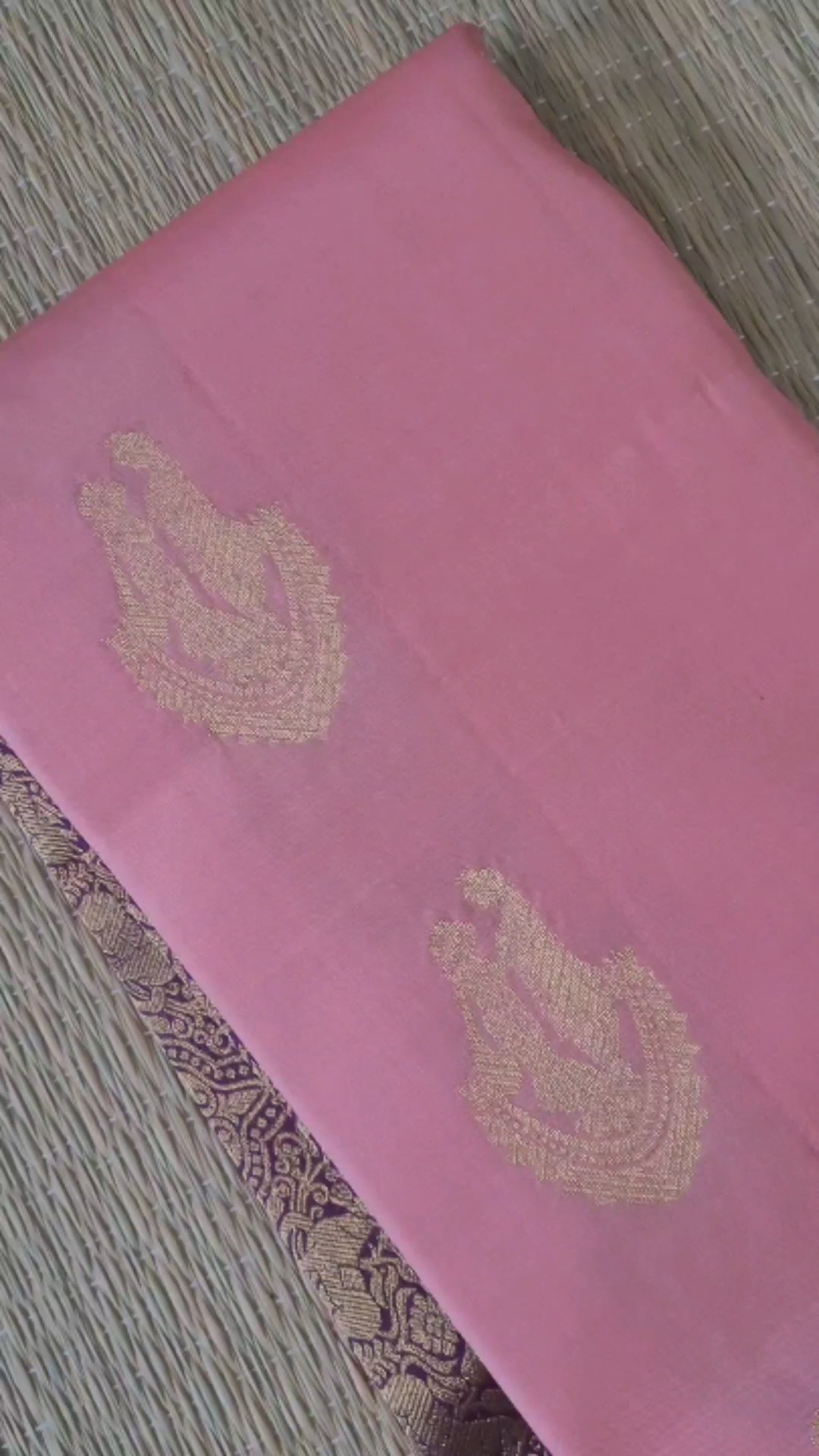 Pastel Pink Korvai kanchipuram Handloom Silk Saree