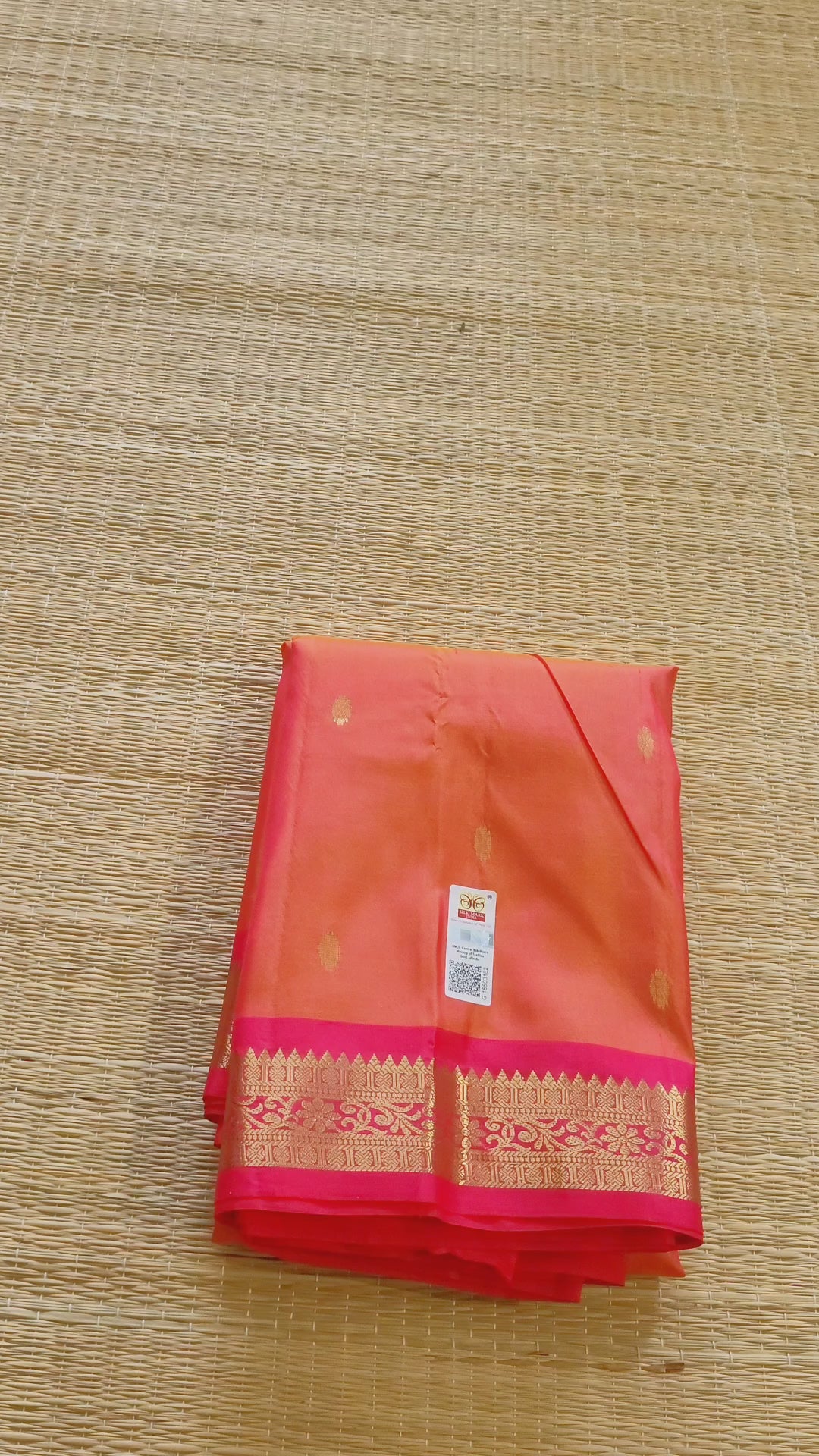 Peach Kanchipuram Handloom Silk Saree