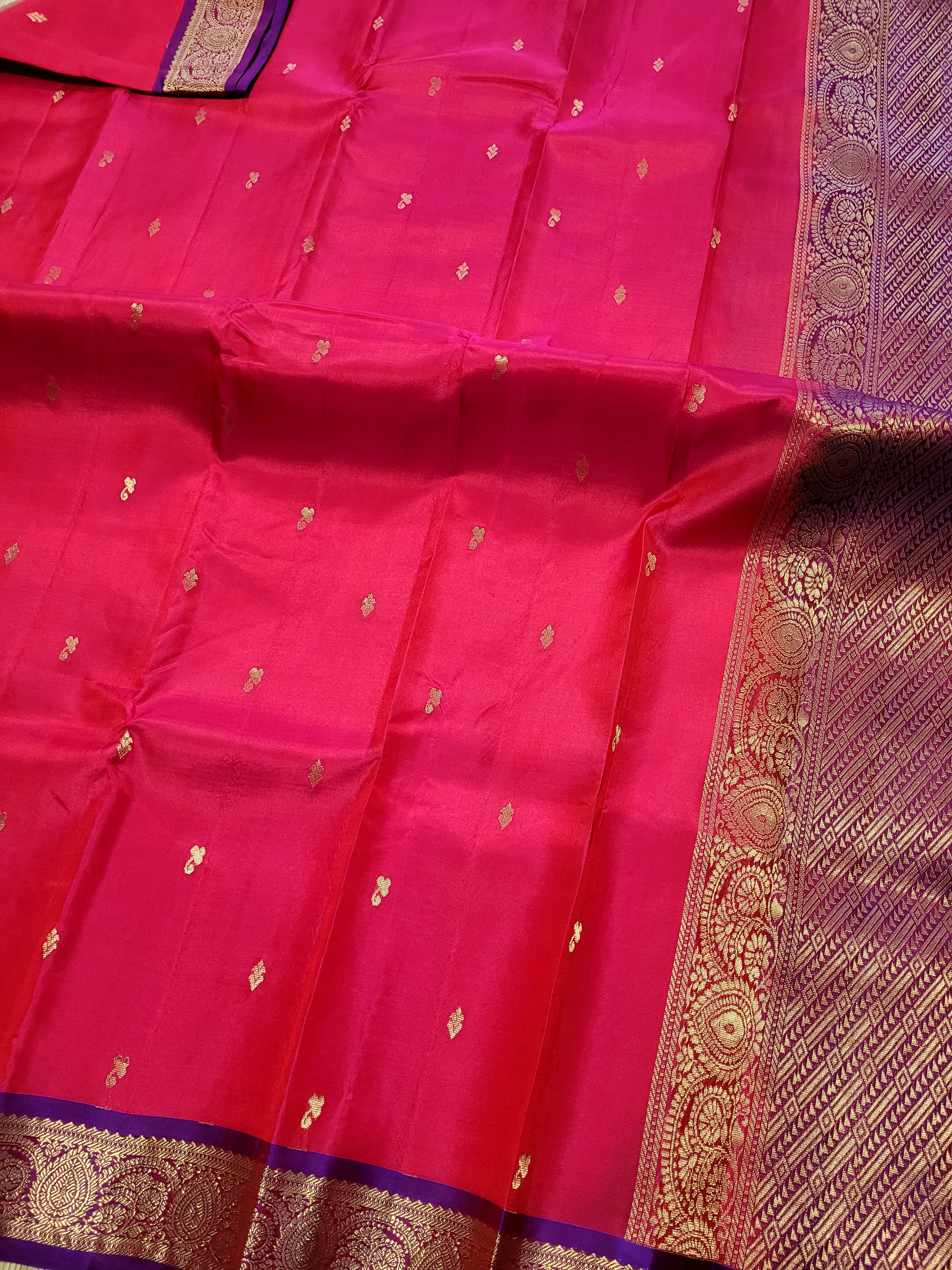 Rani Pink Kanchipuram Handloom Silk Saree