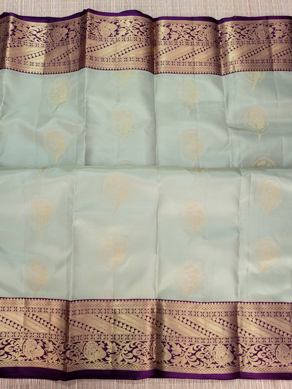 cardamom Green Korvai Kanchipuram Handloom Silk Saree