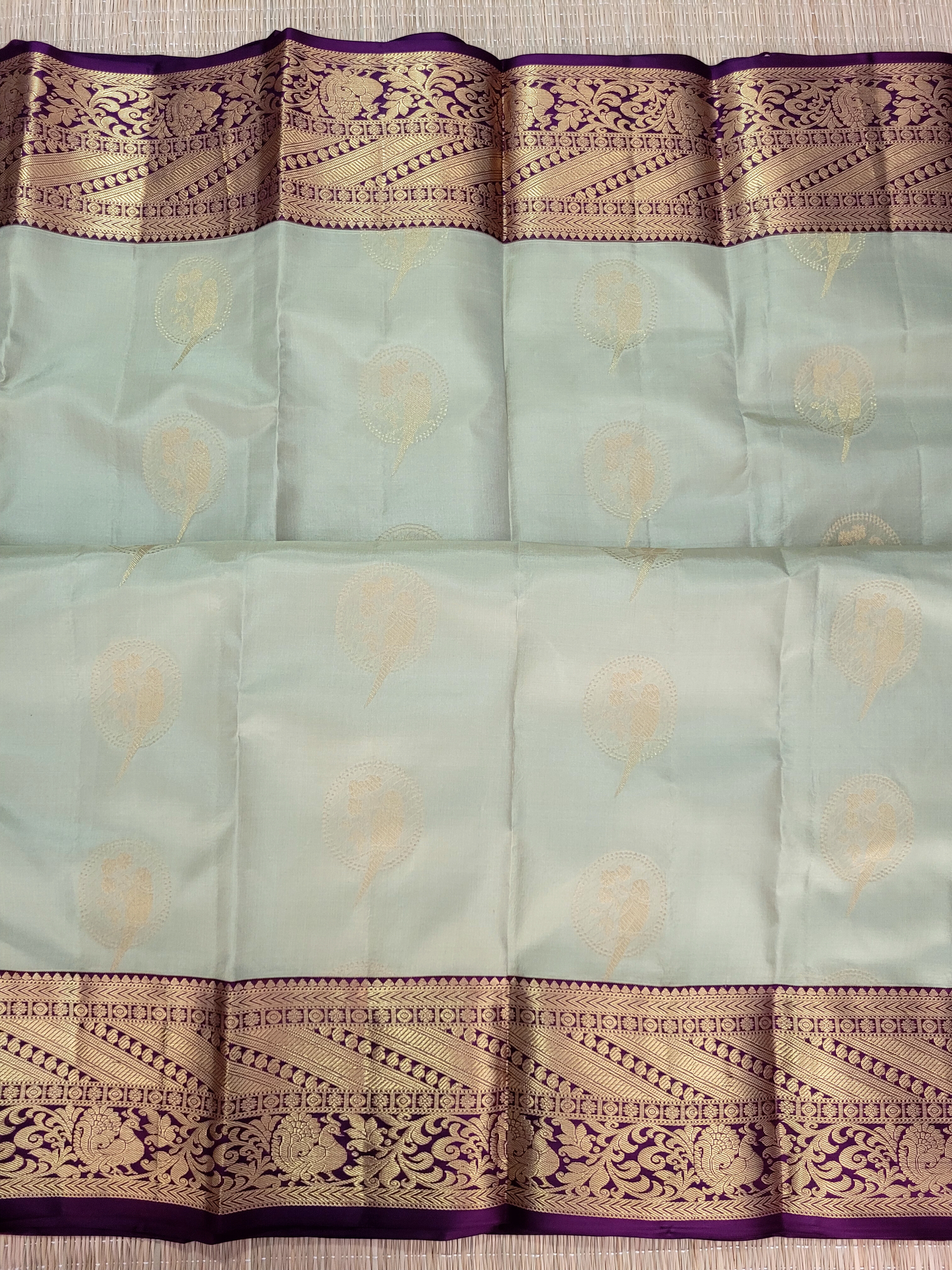 cardamom Green Korvai Kanchipuram Handloom Silk Saree