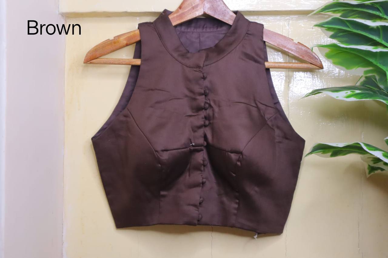 Cotton Silk High Neck Blouse