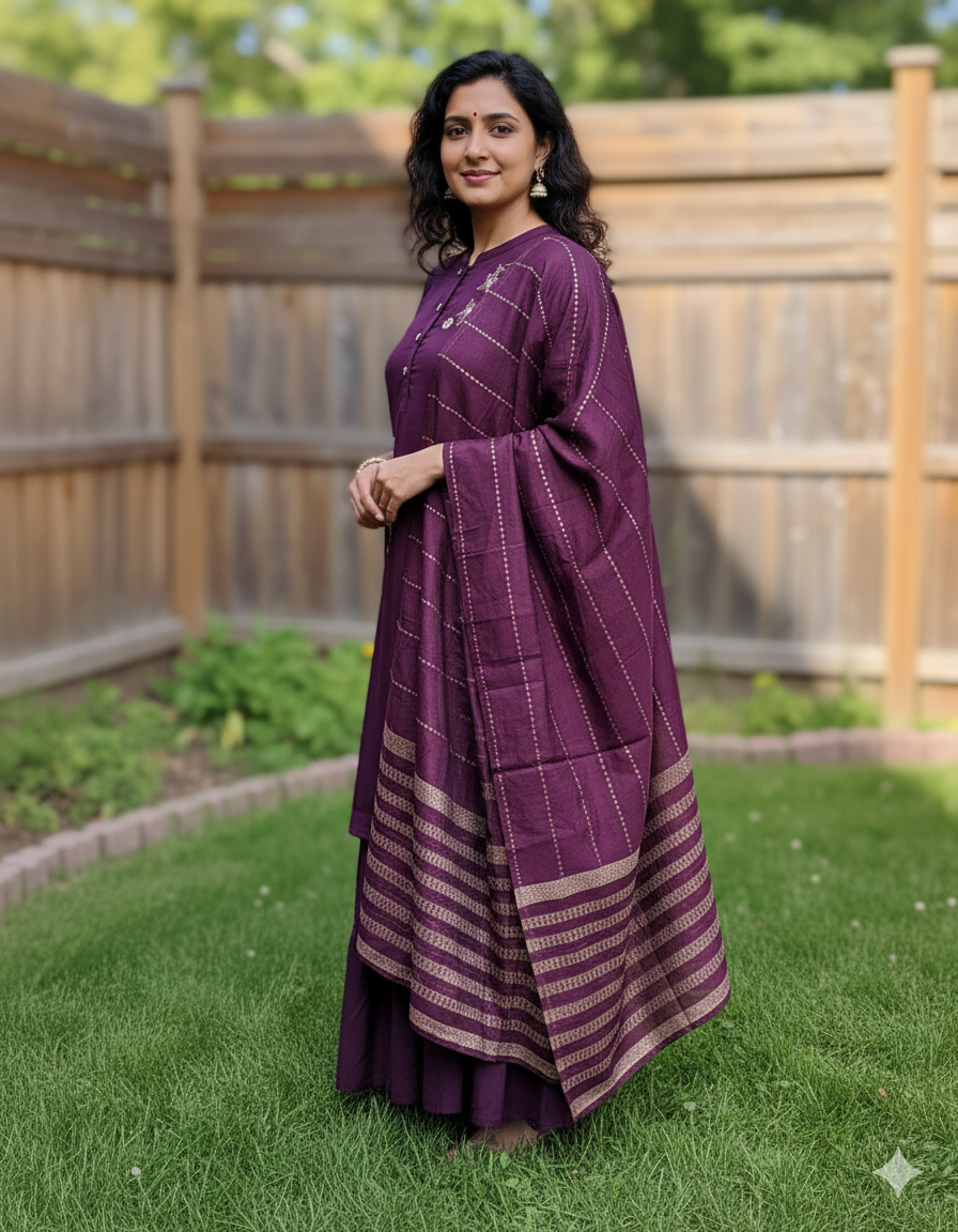 Muslin Sharara Salwar With Embroidery