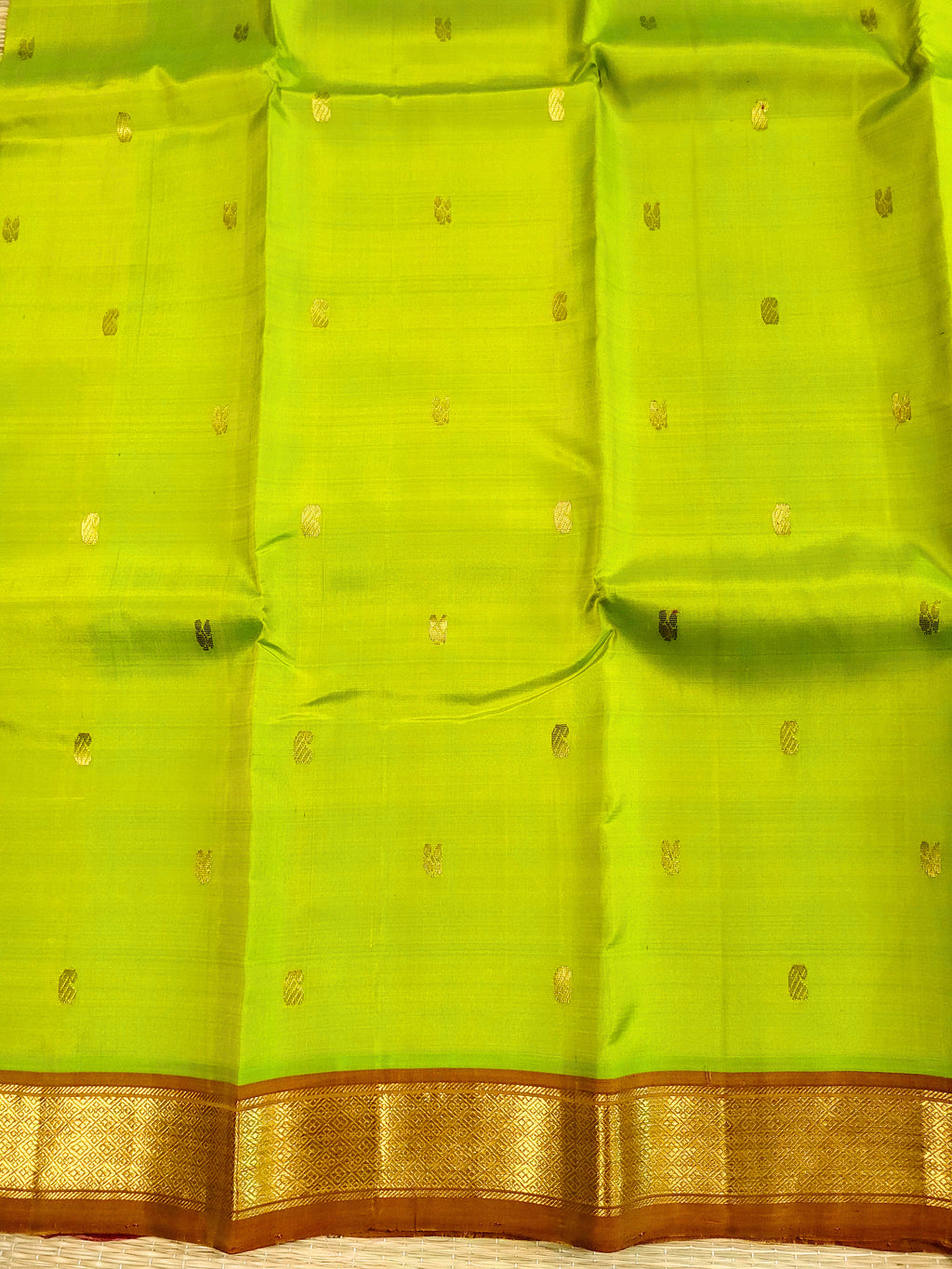 Parrot Green Kanchipuram Handloom Silk Saree