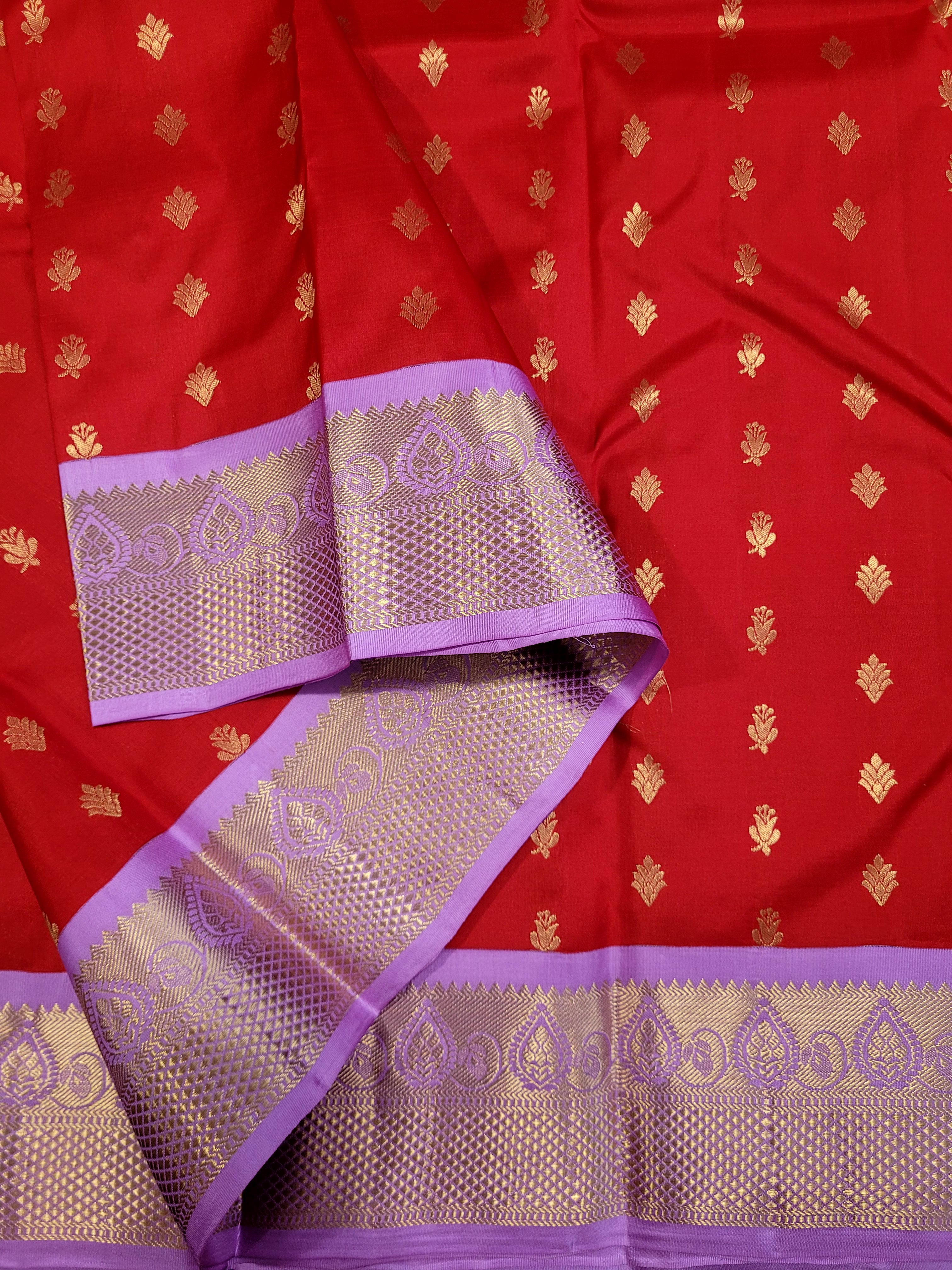 Chilli Red Pure Korvai Kanchipuram Handloom Silk Saree