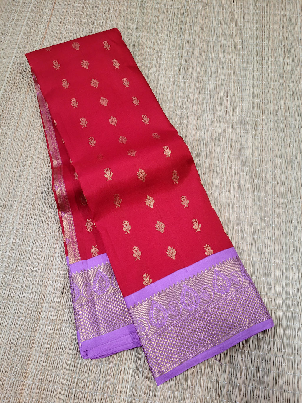 Chilli Red Pure Korvai Kanchipuram Handloom Silk Saree
