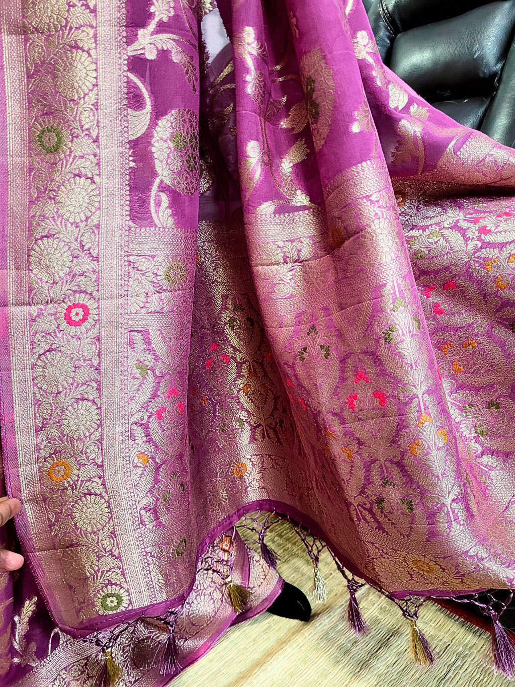 Premium Khadi Banaras Georgette Saree