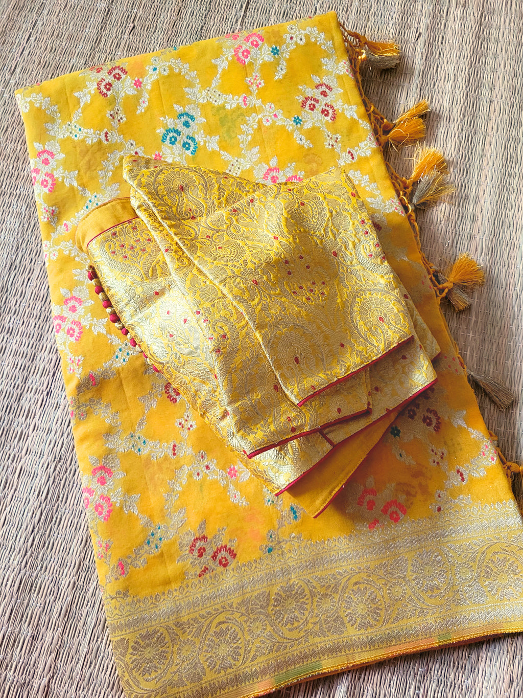 Pure Georgette Banaras Saree With Banaras Blouse