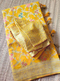 Pure Georgette Banaras Saree With Banaras Blouse
