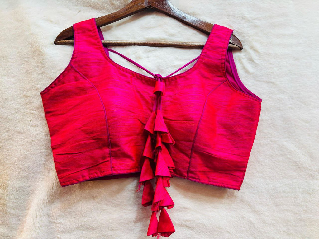Raw Silk Sleeveless Blouse