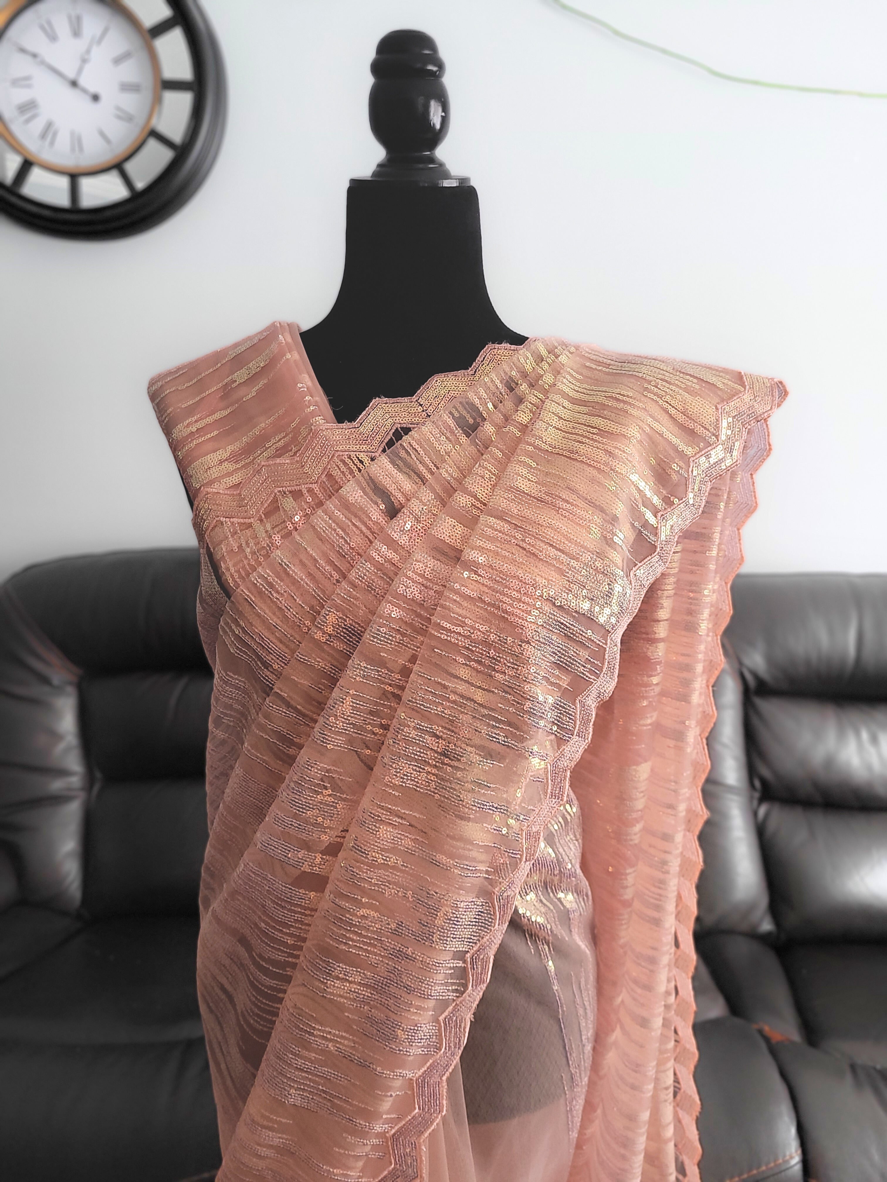 Premium Net Sequins Embroidery Saree