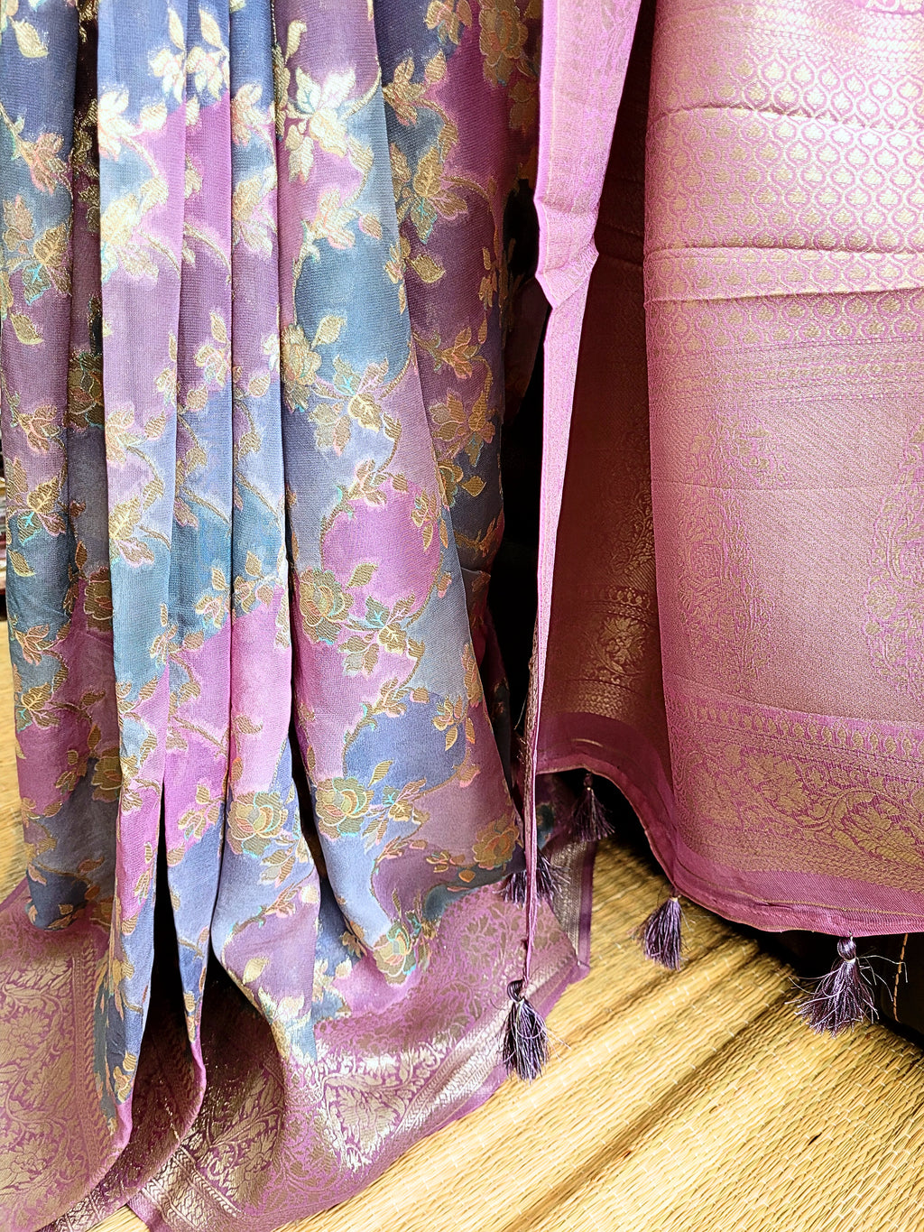 Pure Khadi Georgette Rangkat Saree