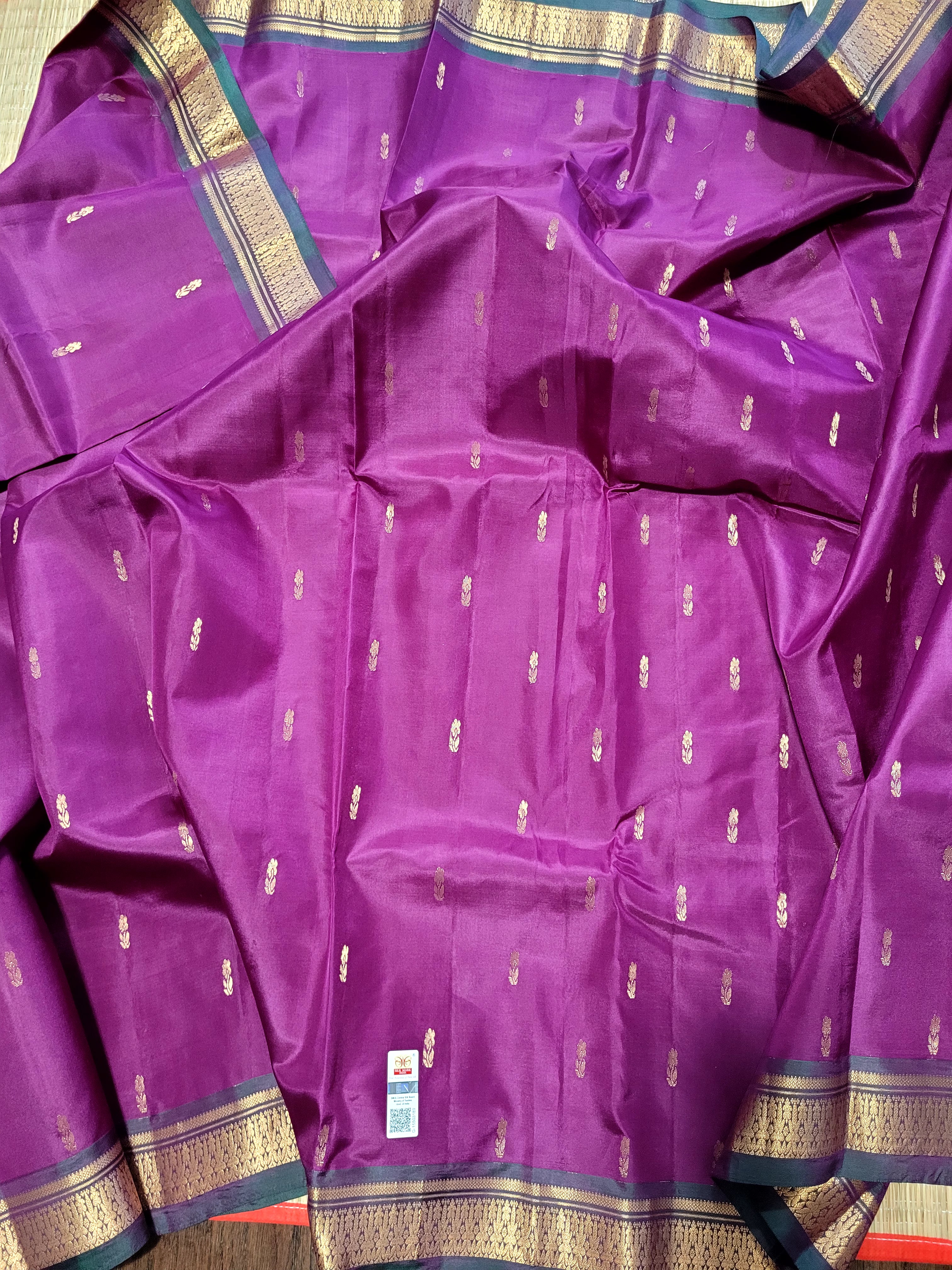 Purple Kanchipuram Handloom Silk Saree