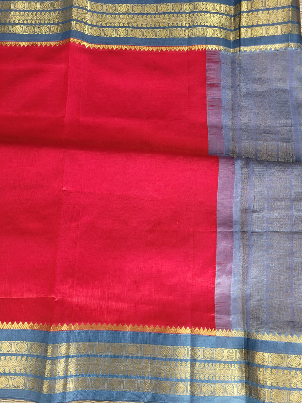 Red Kanjivaram Sico Saree With Blouse