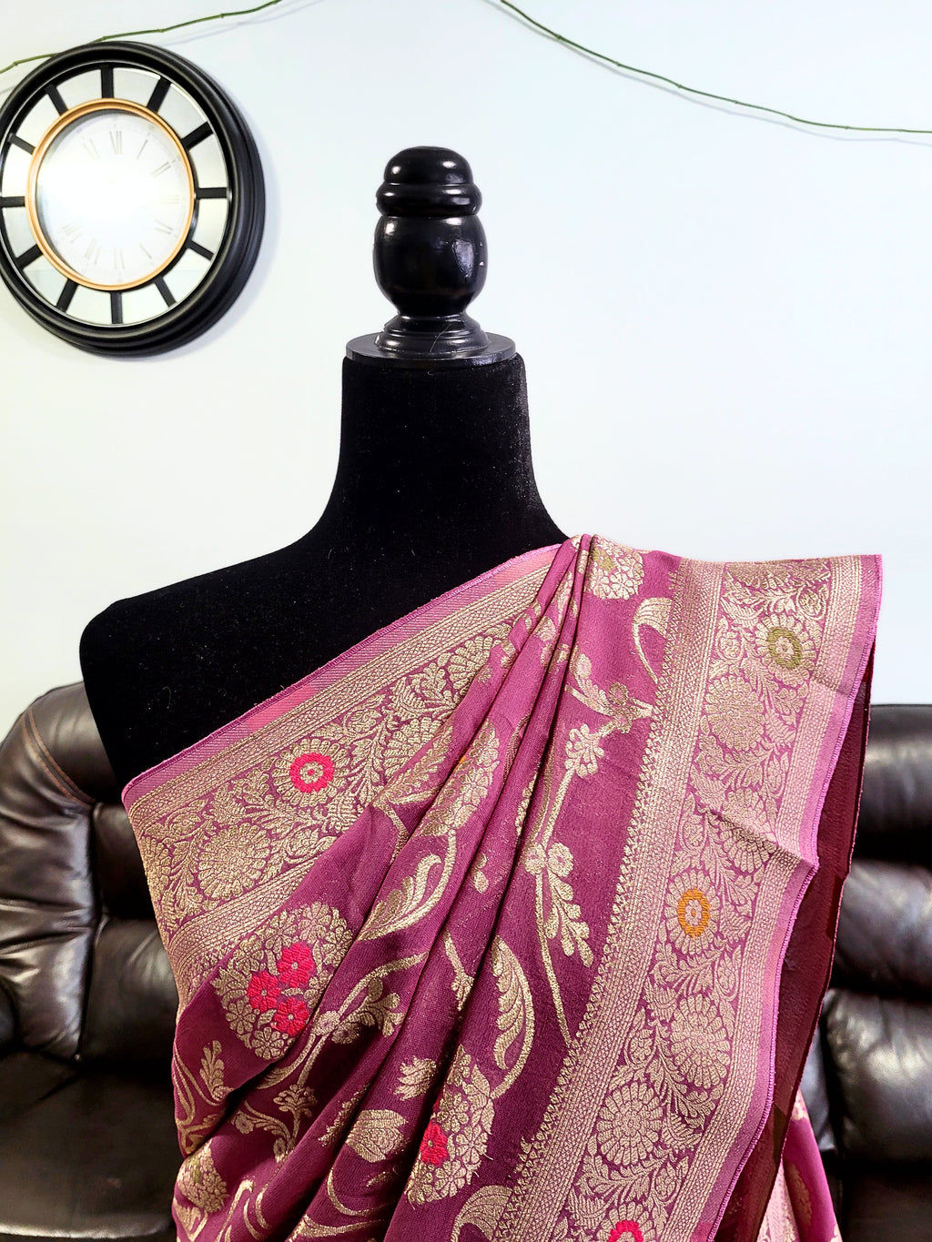 Premium Khadi Banaras Georgette Saree