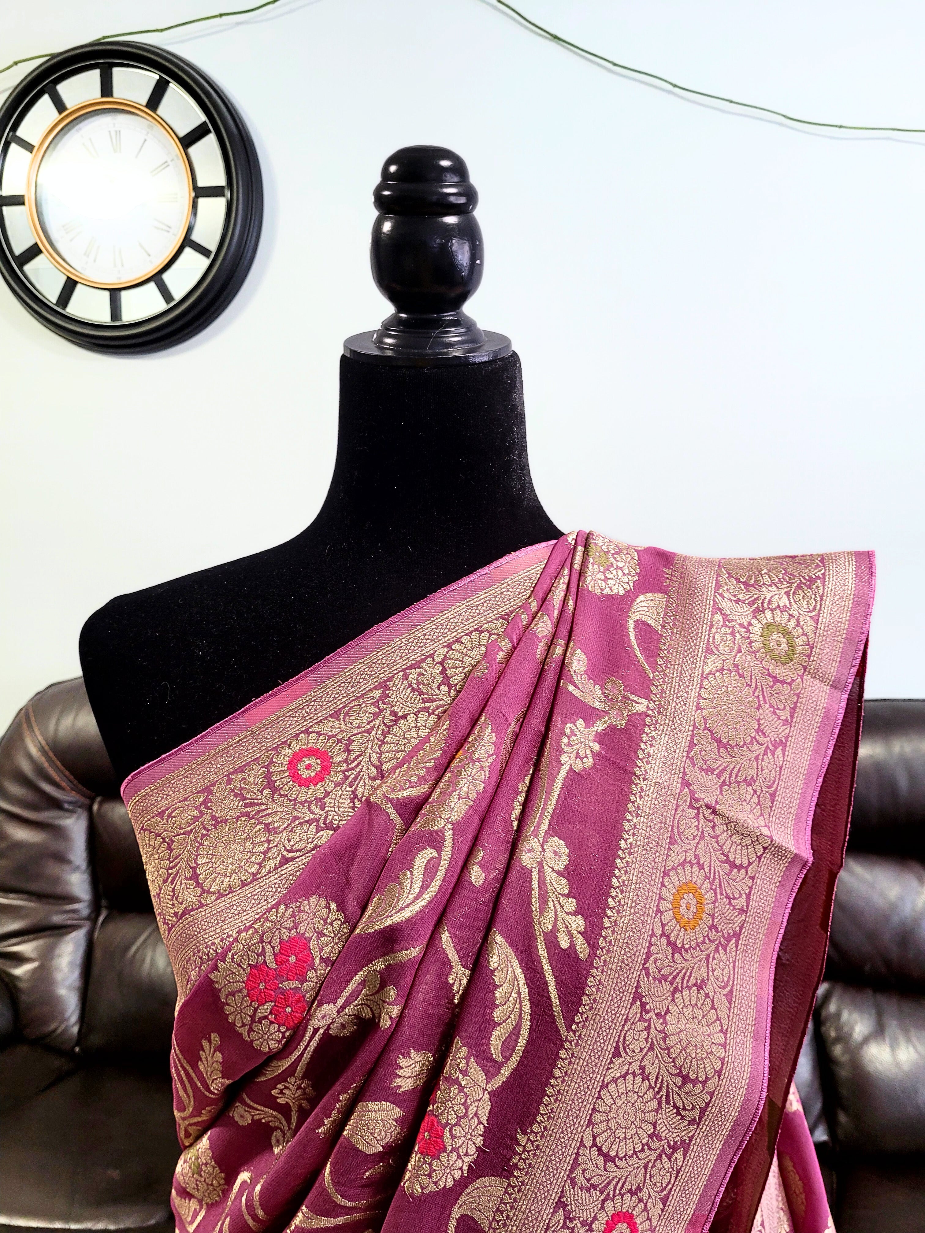 Premium Khadi Banaras Georgette Saree