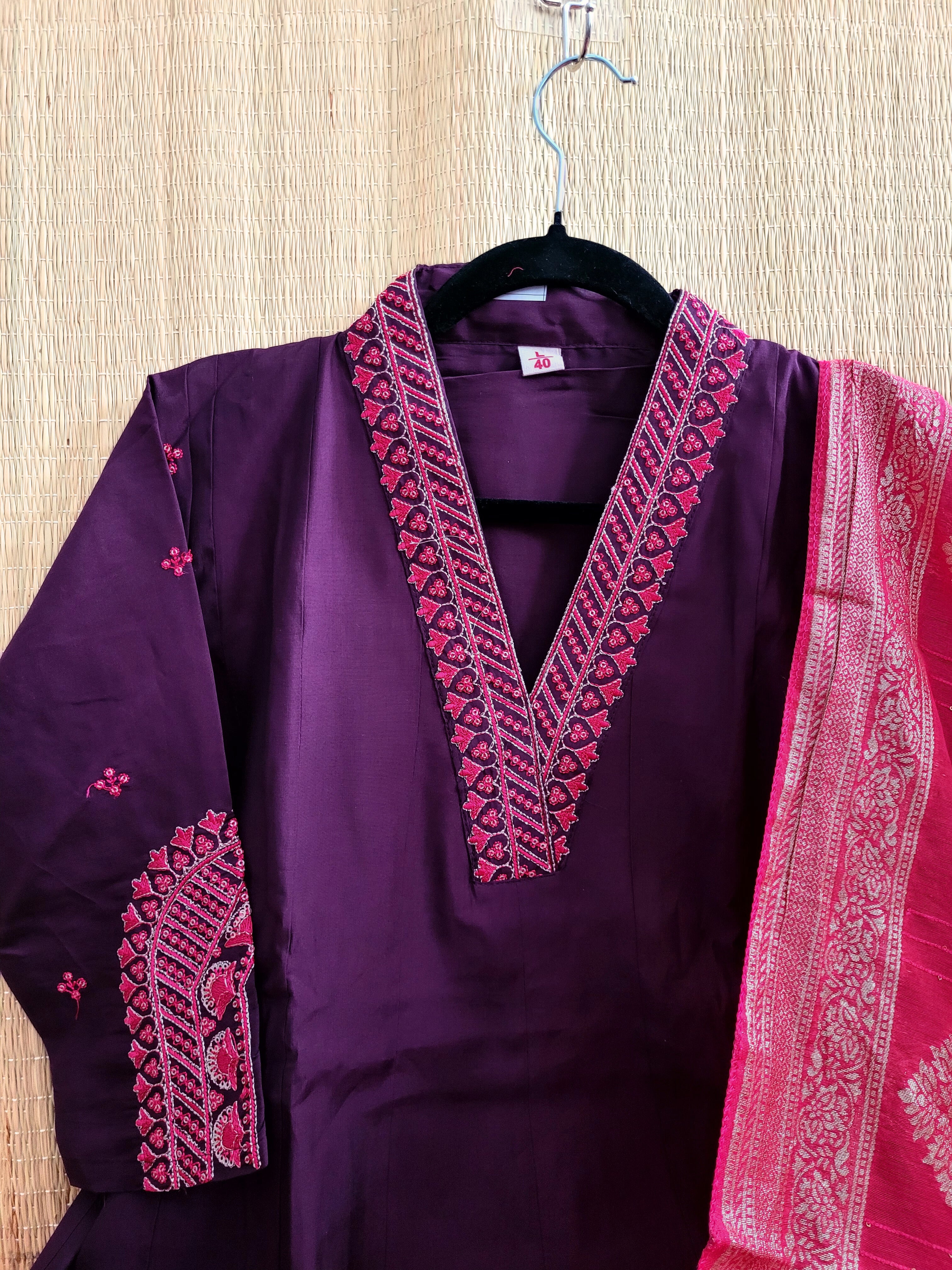 Roman Silk Anarkali Suit With Banarasi Dupatta