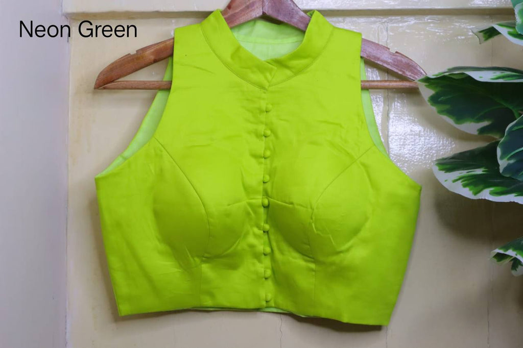 Cotton Silk High Neck Blouse