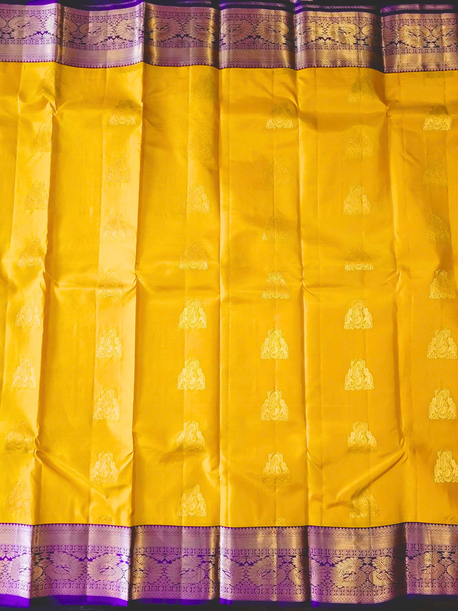Yellow Korvai Kanchipuram Handloom Silk Saree