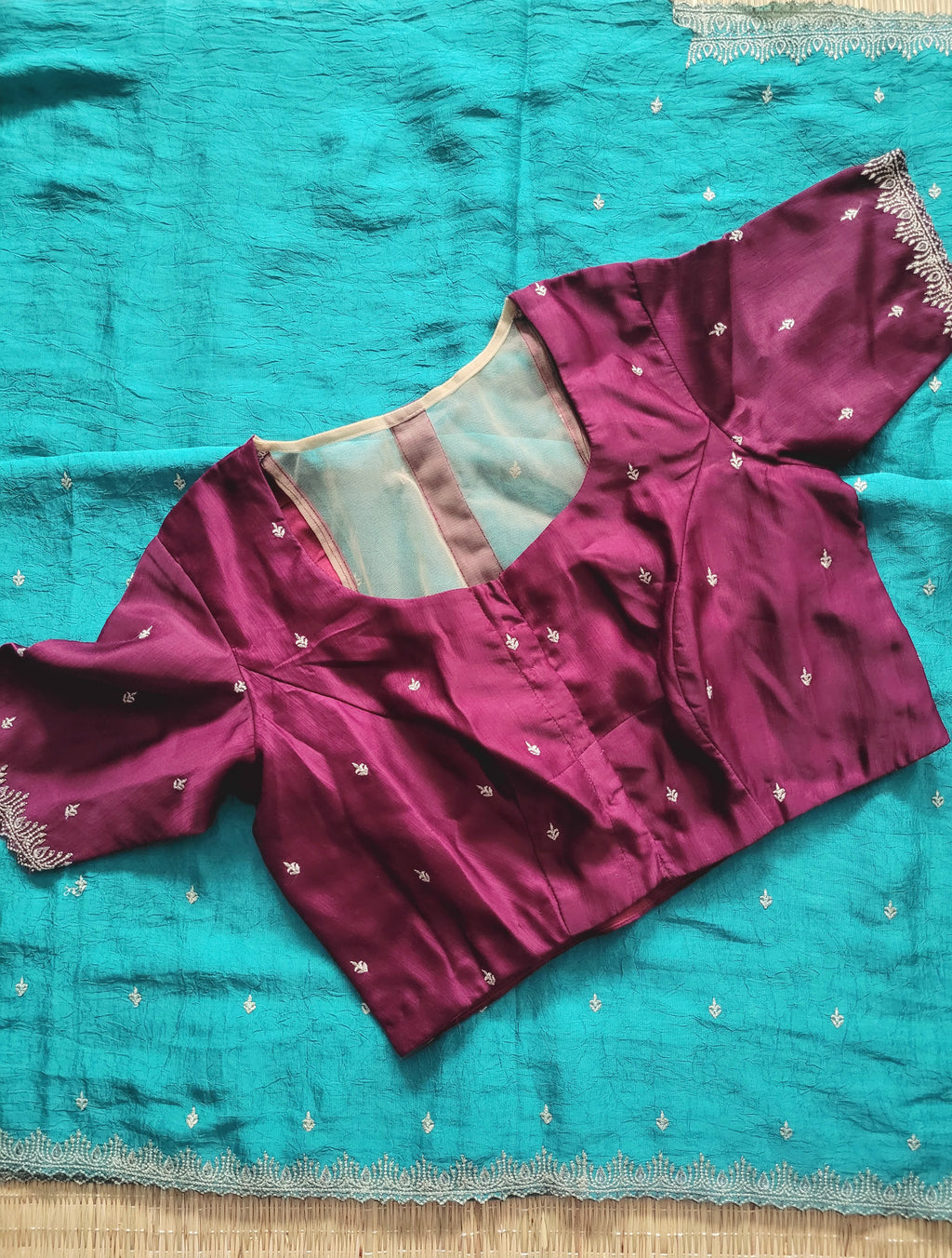 Butter Silk Embroidery Saree With Pre-Stitched Blouse