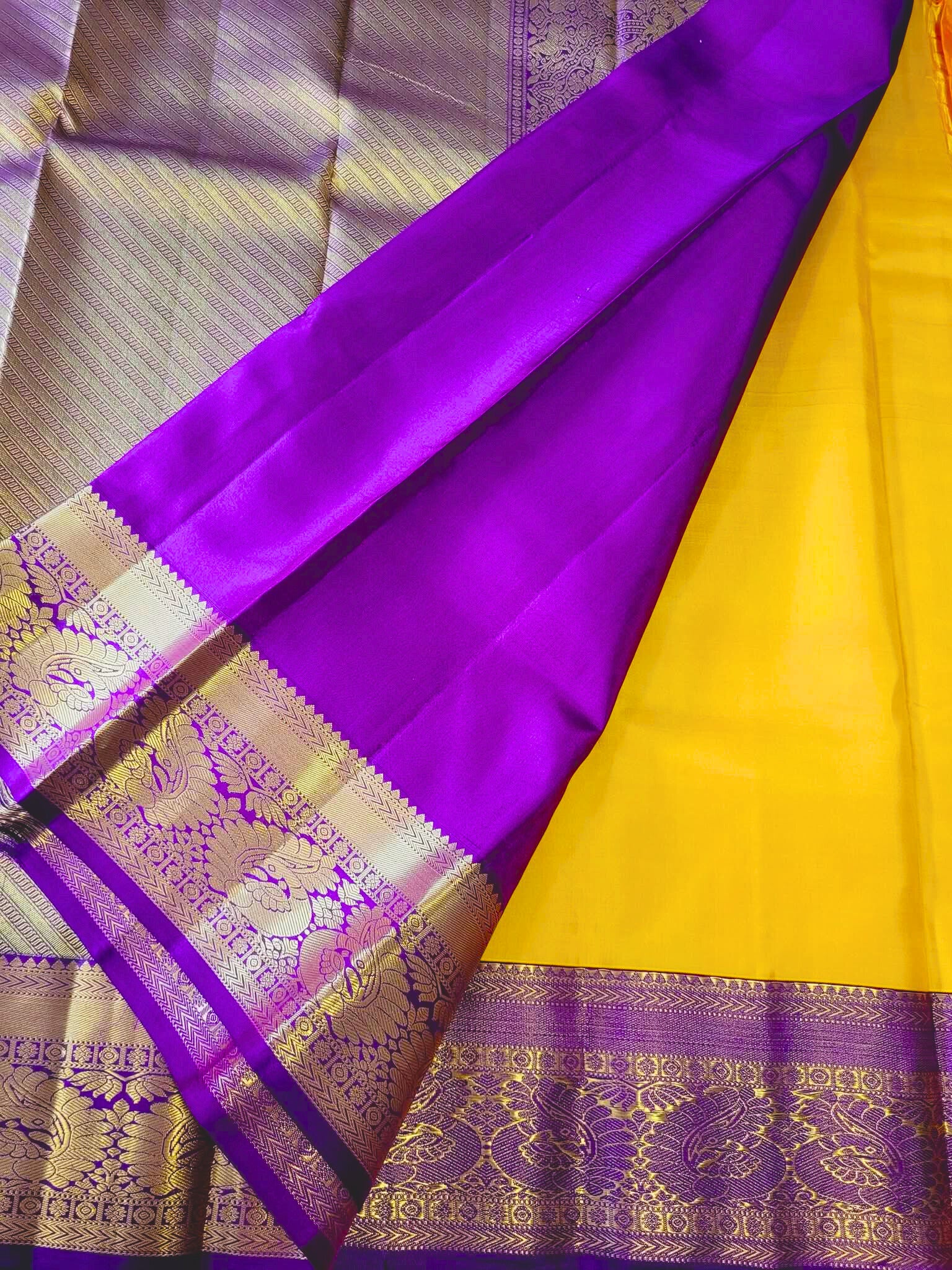 Yellow Korvai Kanchipuram Handloom Silk Saree