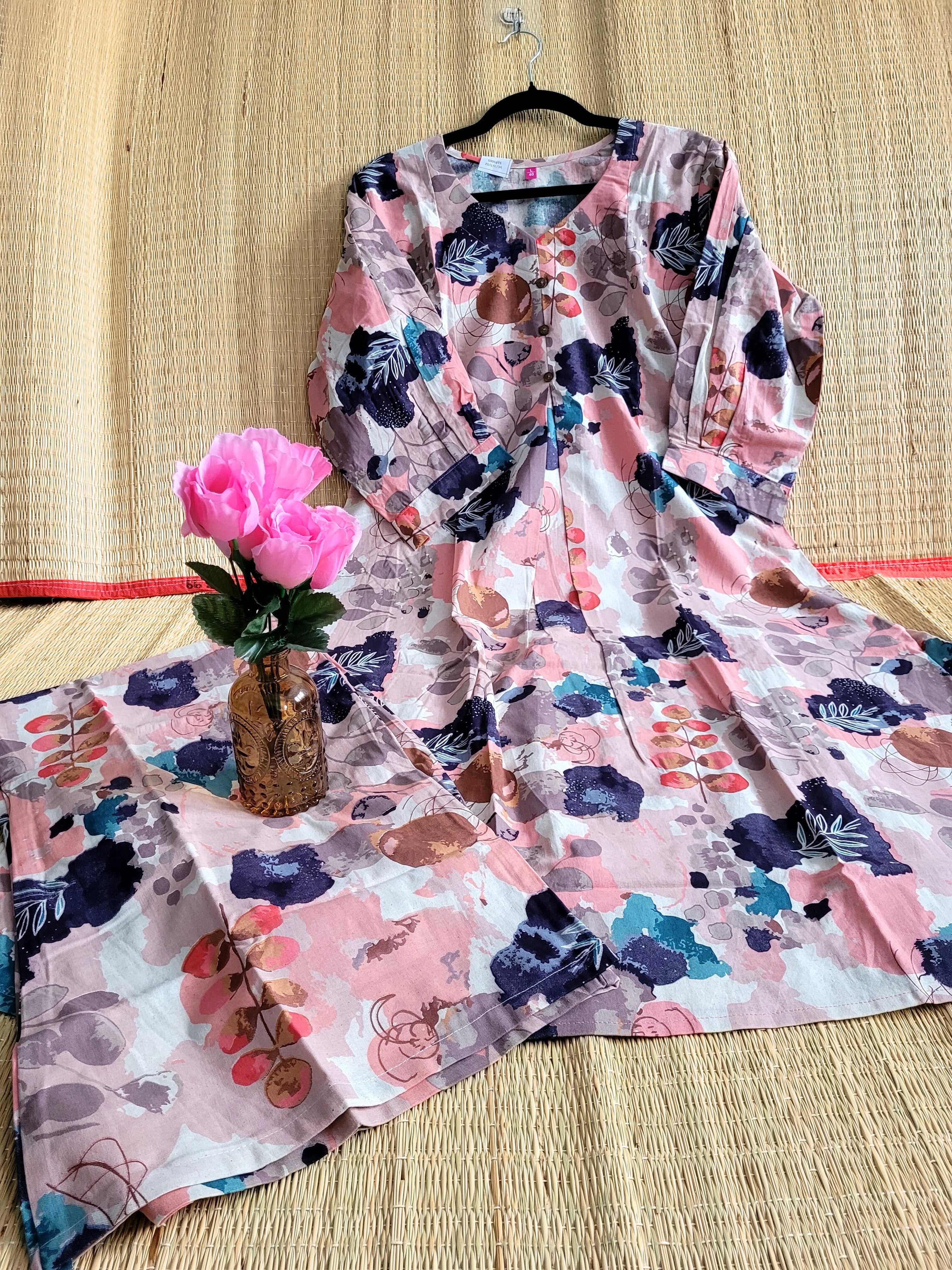Cotton Printed A line Kurti With Pant