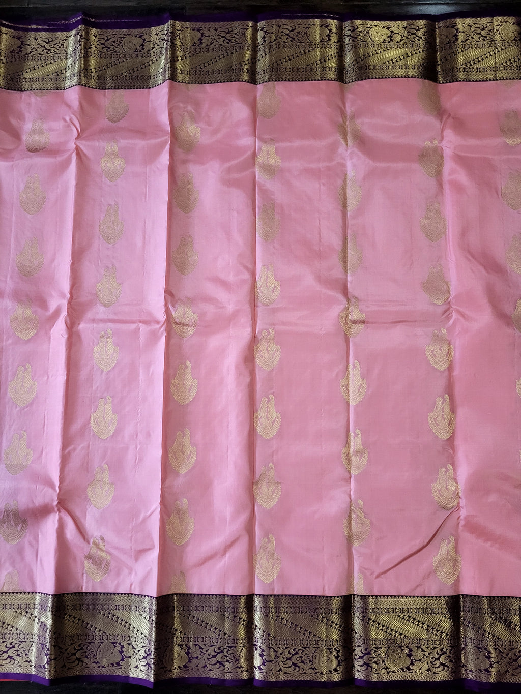 Pastel Pink Korvai kanchipuram Handloom Silk Saree