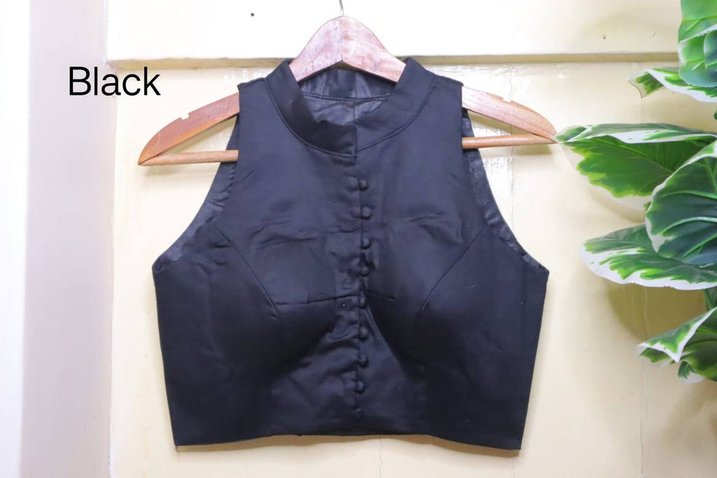Cotton Silk High Neck Blouse