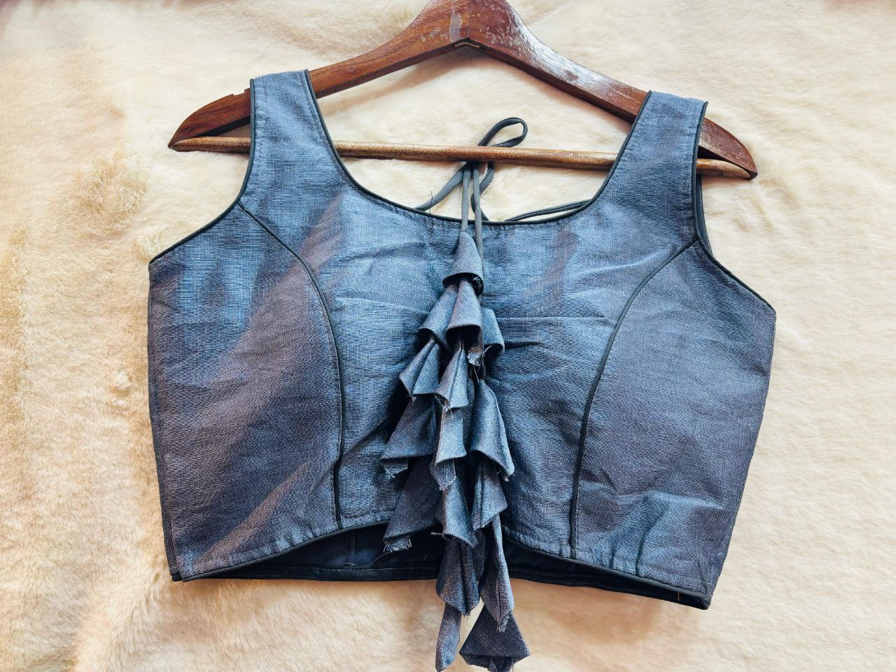 Raw Silk Sleeveless Blouse