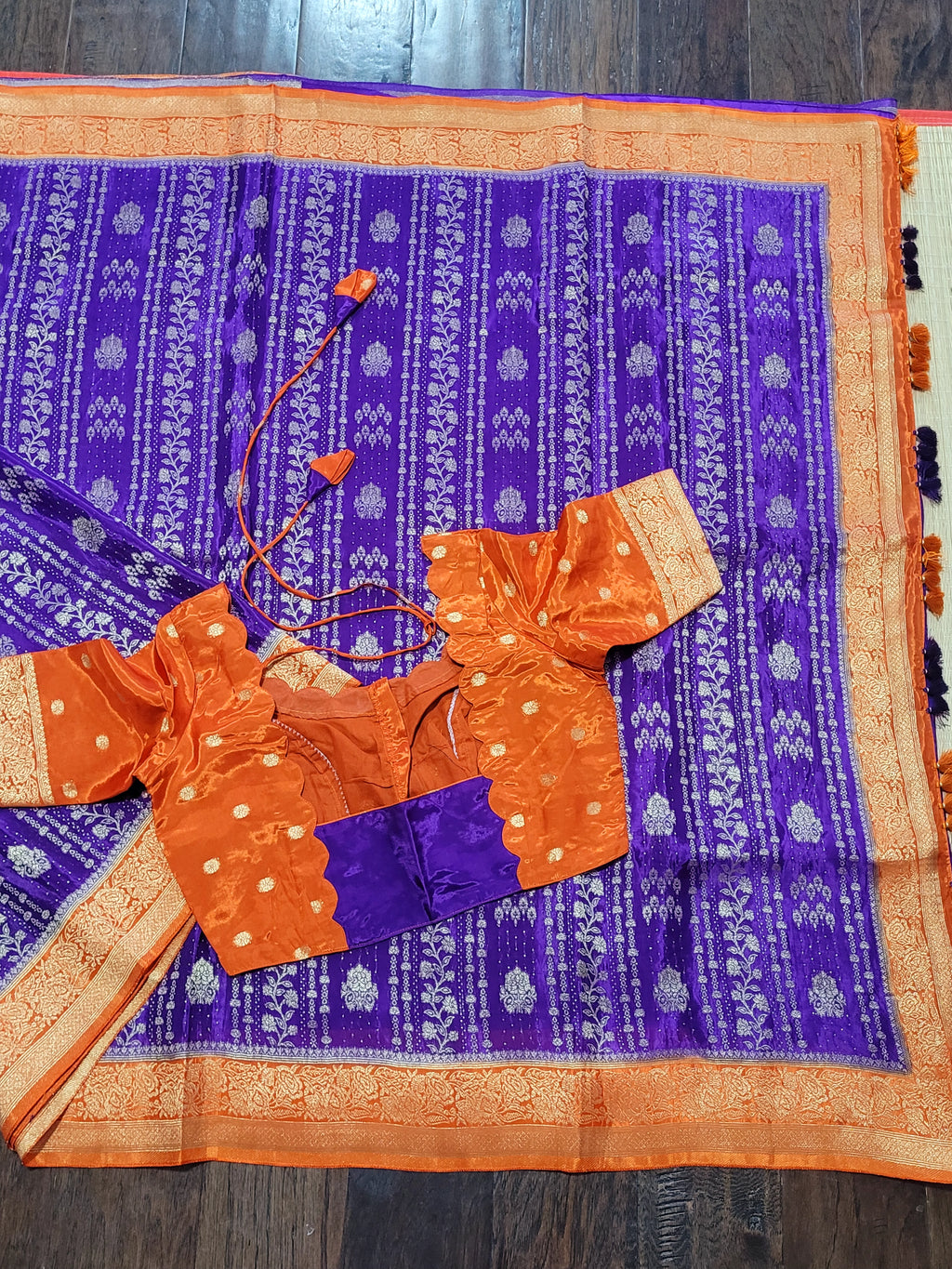 Purple  Banaras HO Silk Saree With Pre-stitched Blouse