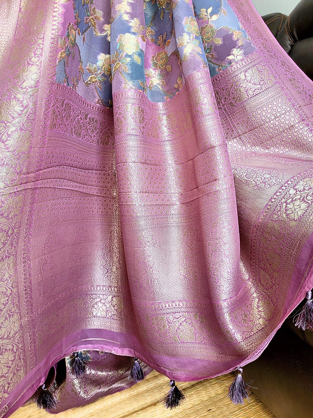 Pure Khadi Georgette Rangkat Saree