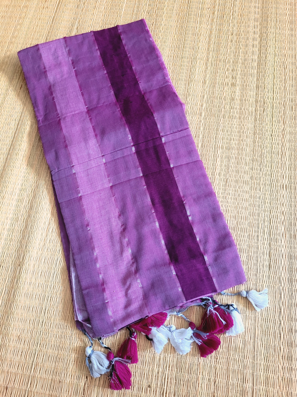 Magenta Mul cotton Handloom Saree