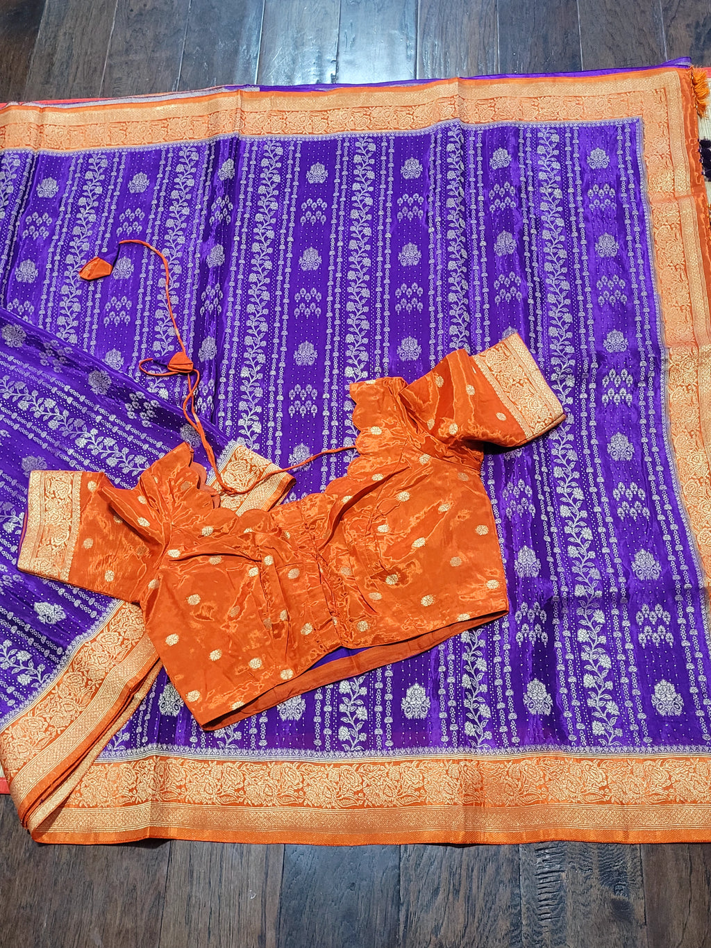 Purple  Banaras HO Silk Saree With Pre-stitched Blouse