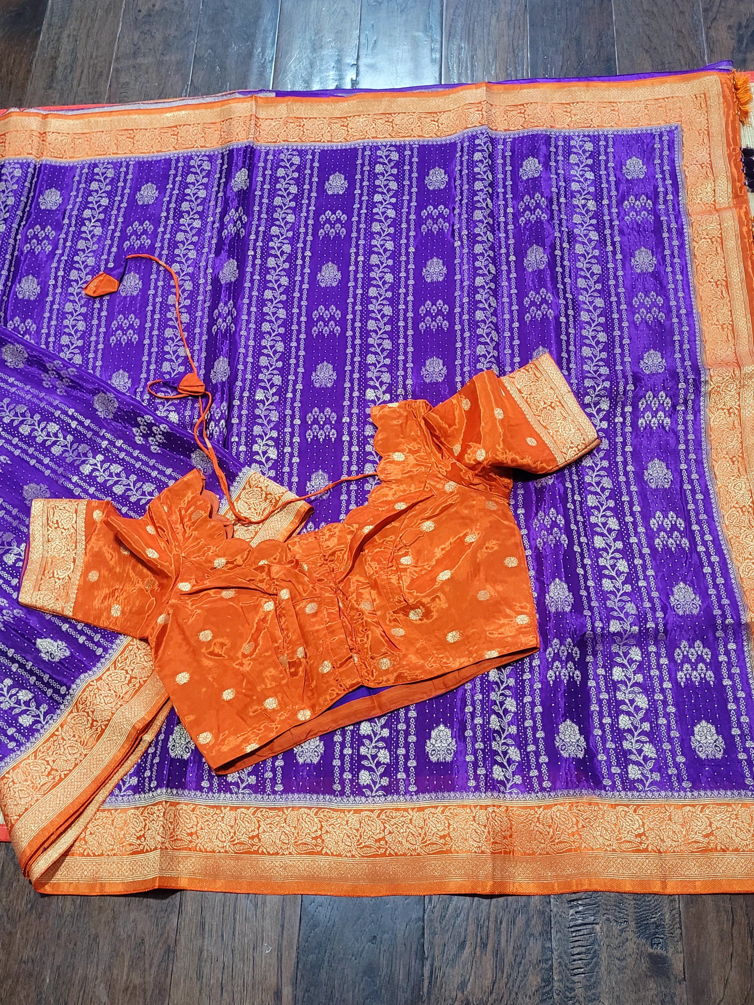 Purple  Banaras HO Silk Saree With Pre-stitched Blouse