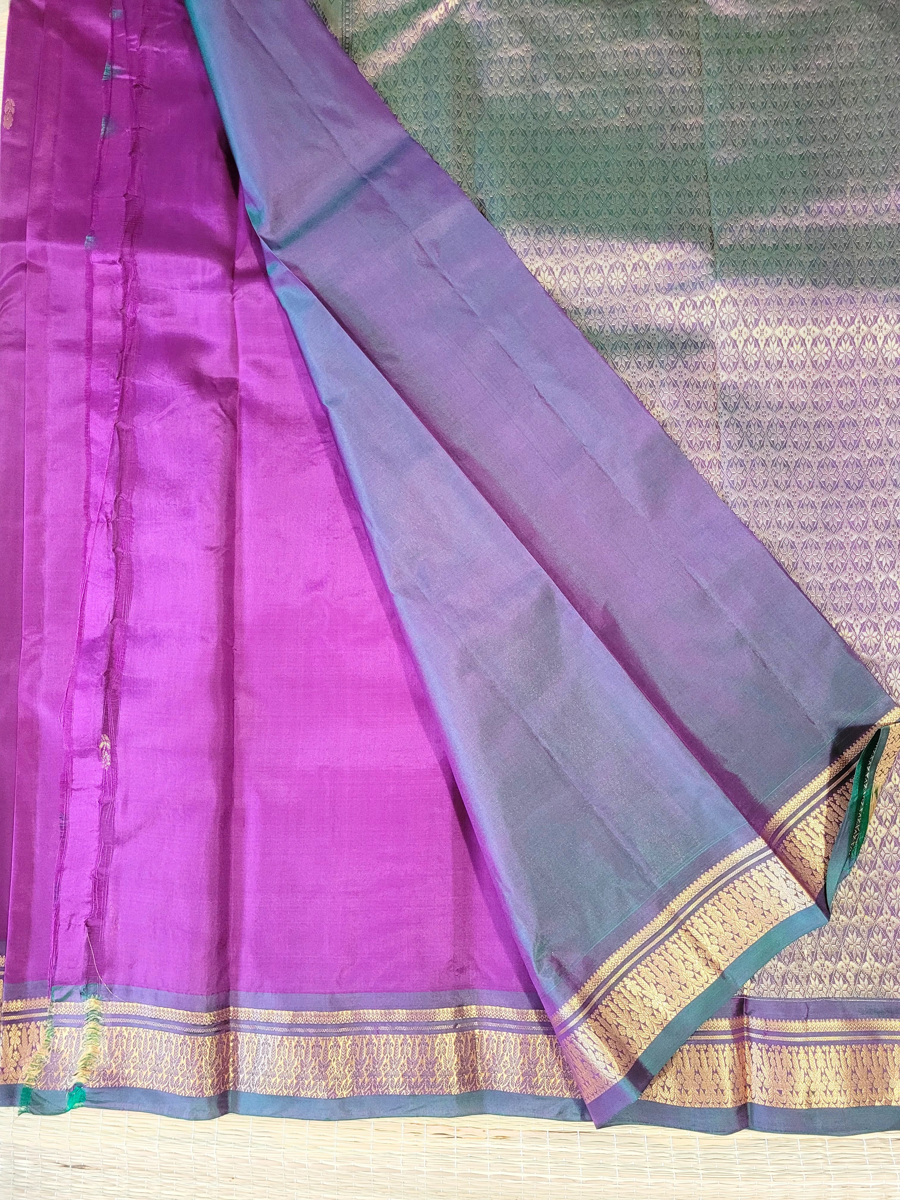 Purple Kanchipuram Handloom Silk Saree