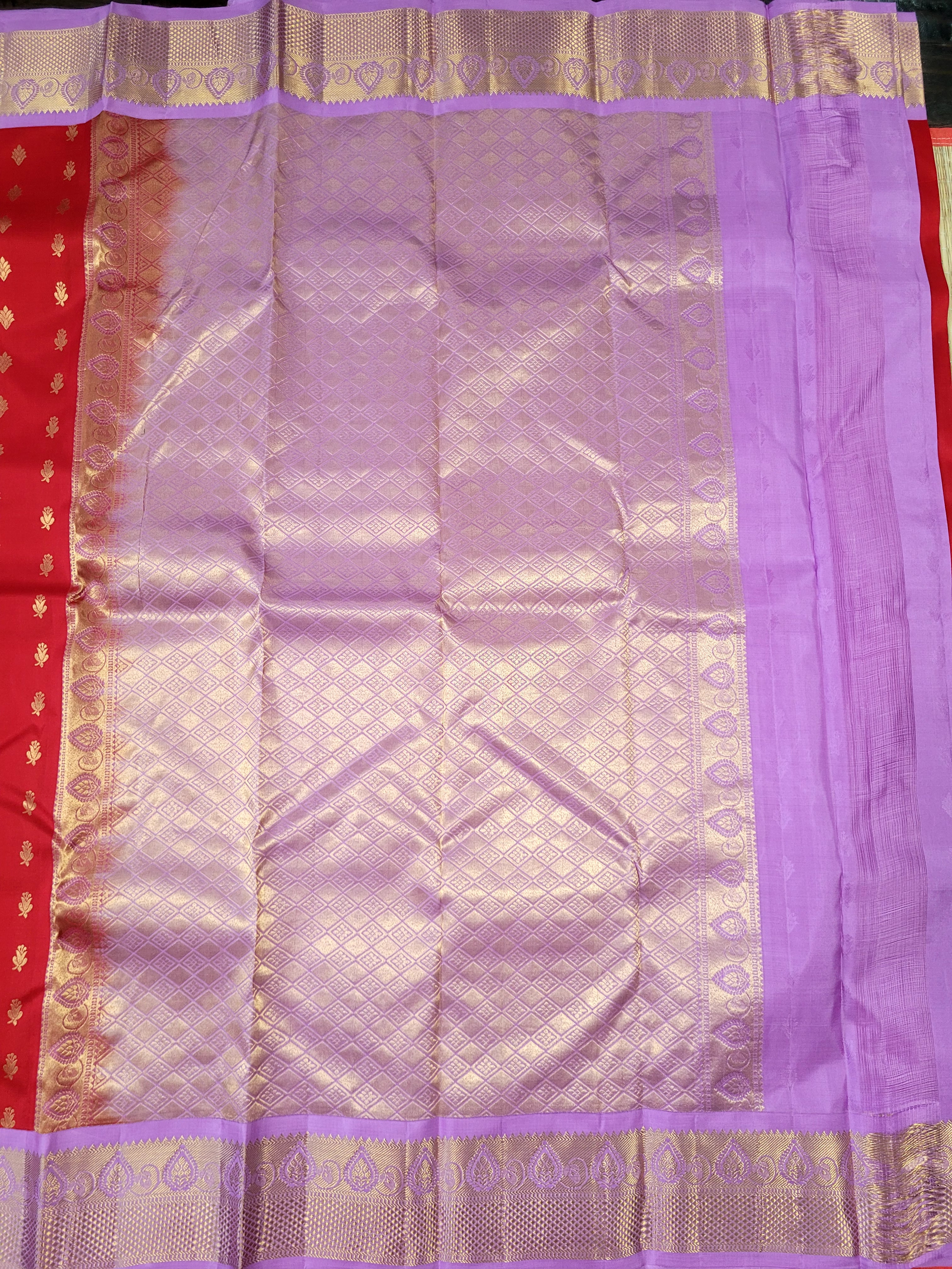 Chilli Red Pure Korvai Kanchipuram Handloom Silk Saree