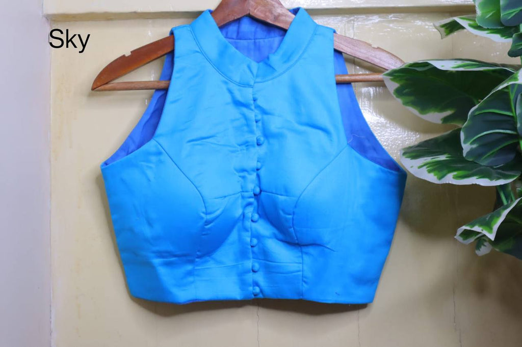 Cotton Silk High Neck Blouse