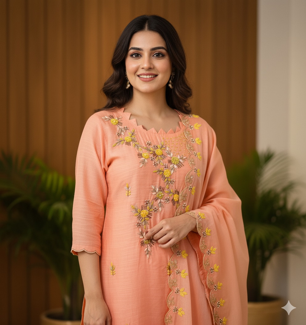 Salwar Suit With Organza Dupatta
