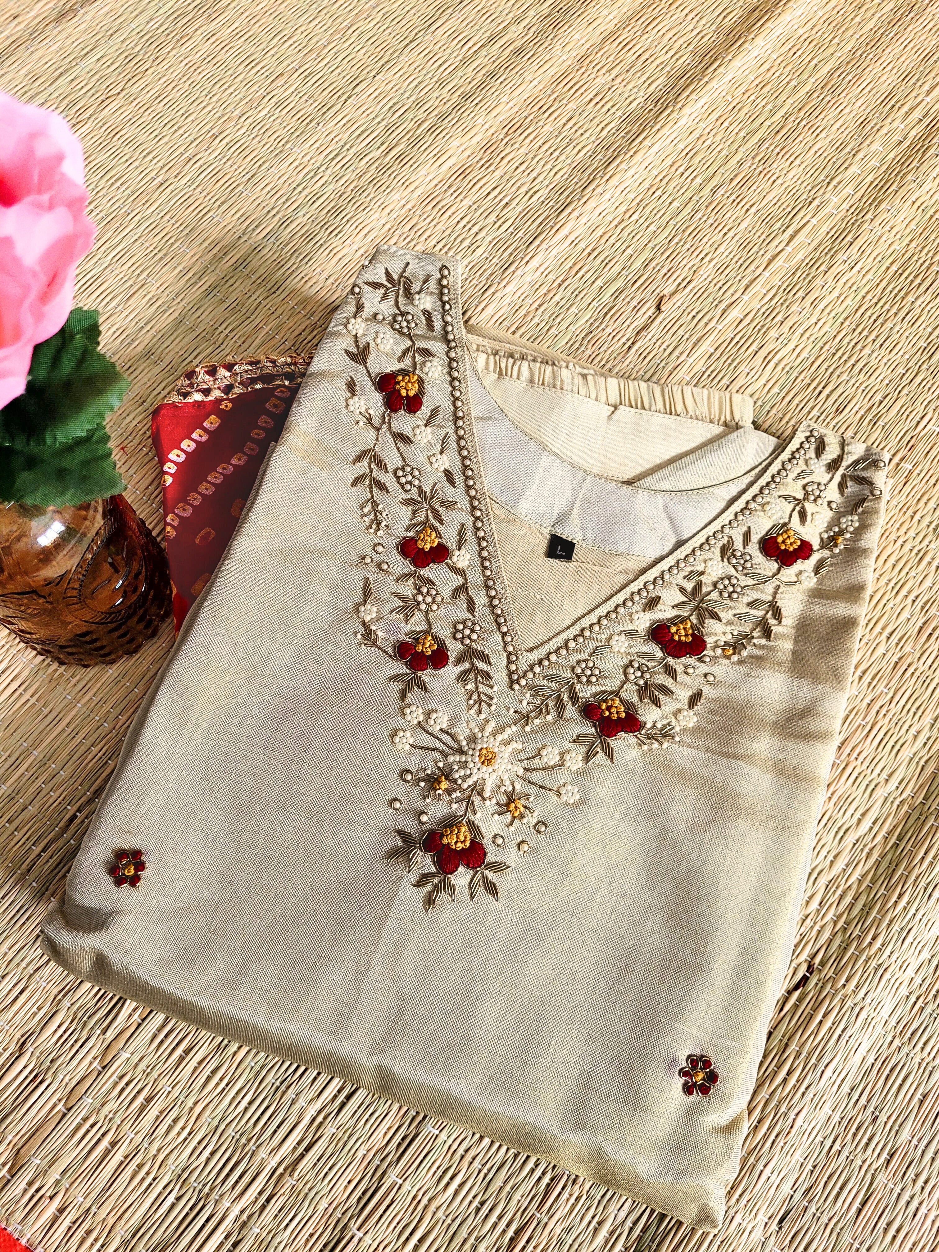 Pure Shimmer Tissue Salwar With Bandhani Dupatta