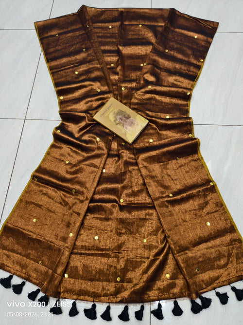 Copper Shaded Tissue Gini saree
