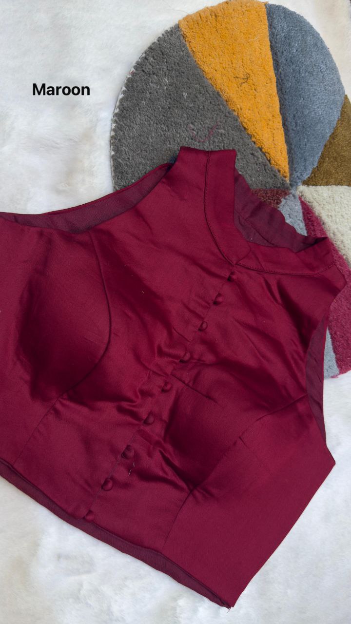 Cotton Silk High Neck Blouse