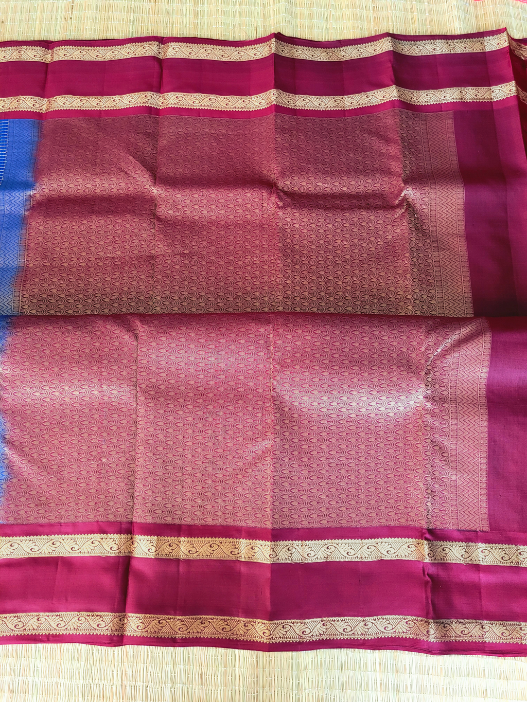 Royal Blue Kanchipuram Zari Checks Handloom Silk Saree