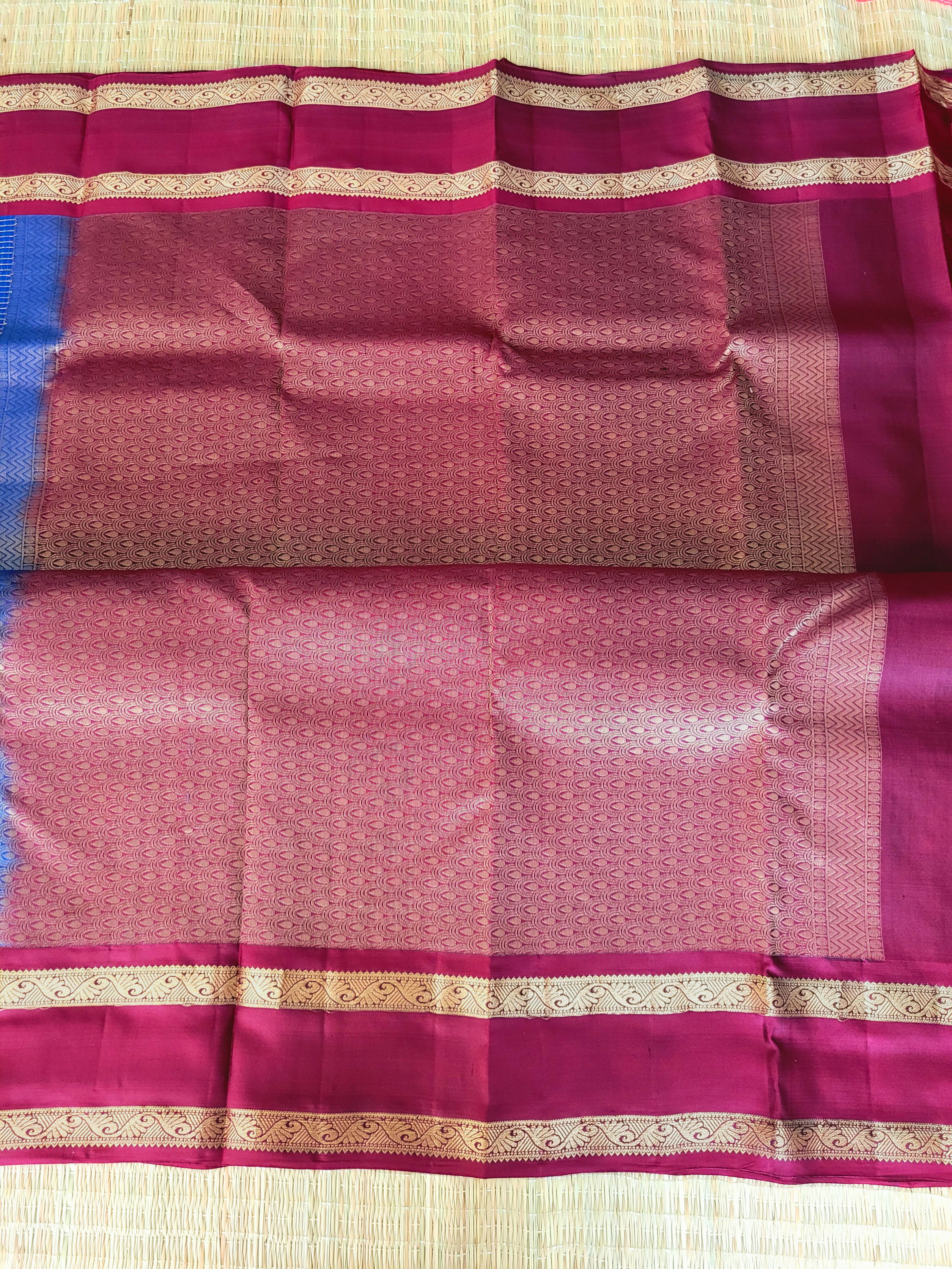 Royal Blue Kanchipuram Zari Checks Handloom Silk Saree