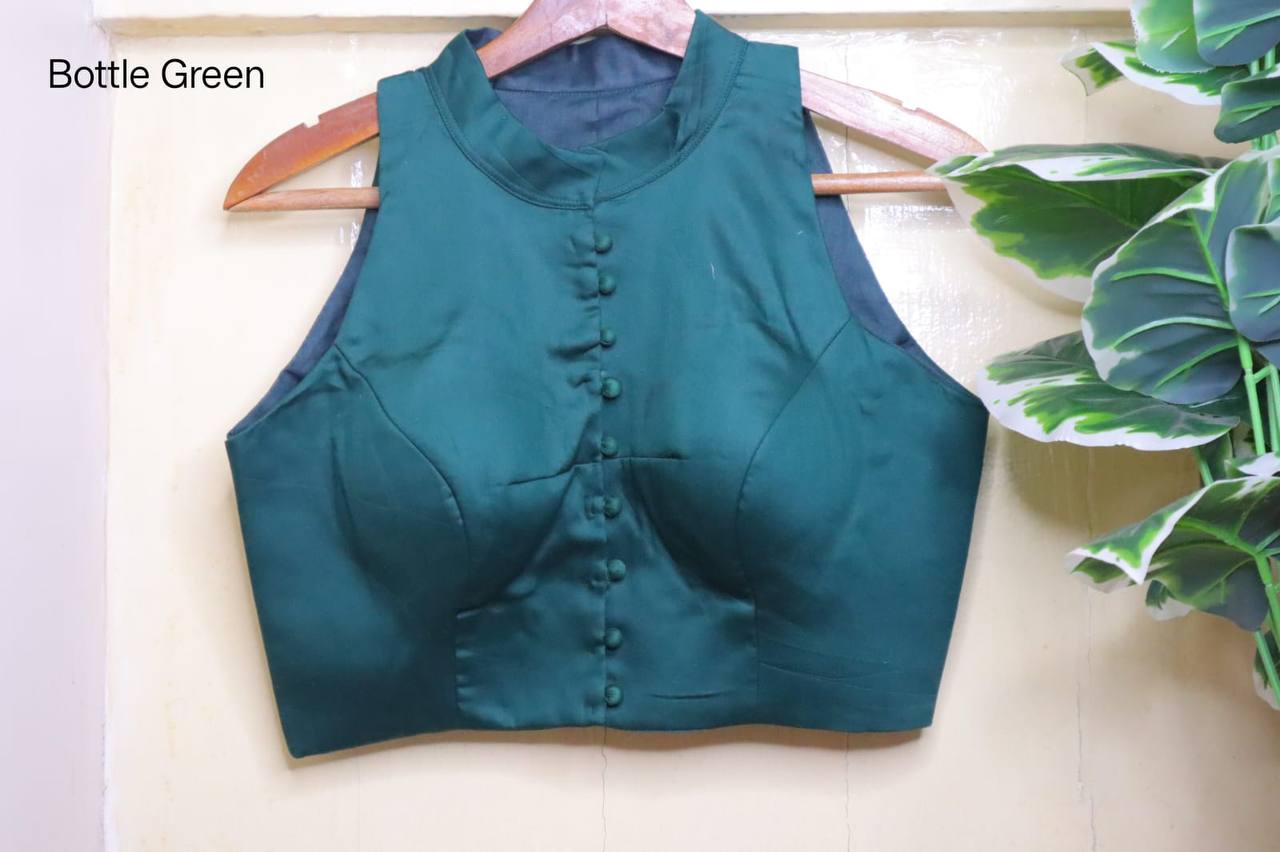 Cotton Silk High Neck Blouse