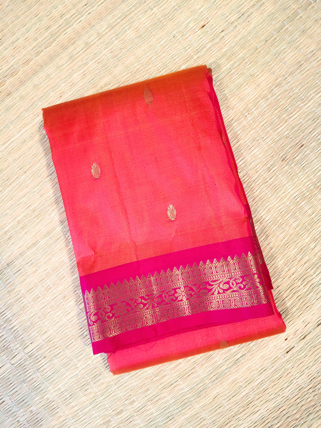 Orange Kanchipuram Handloom Silk Saree