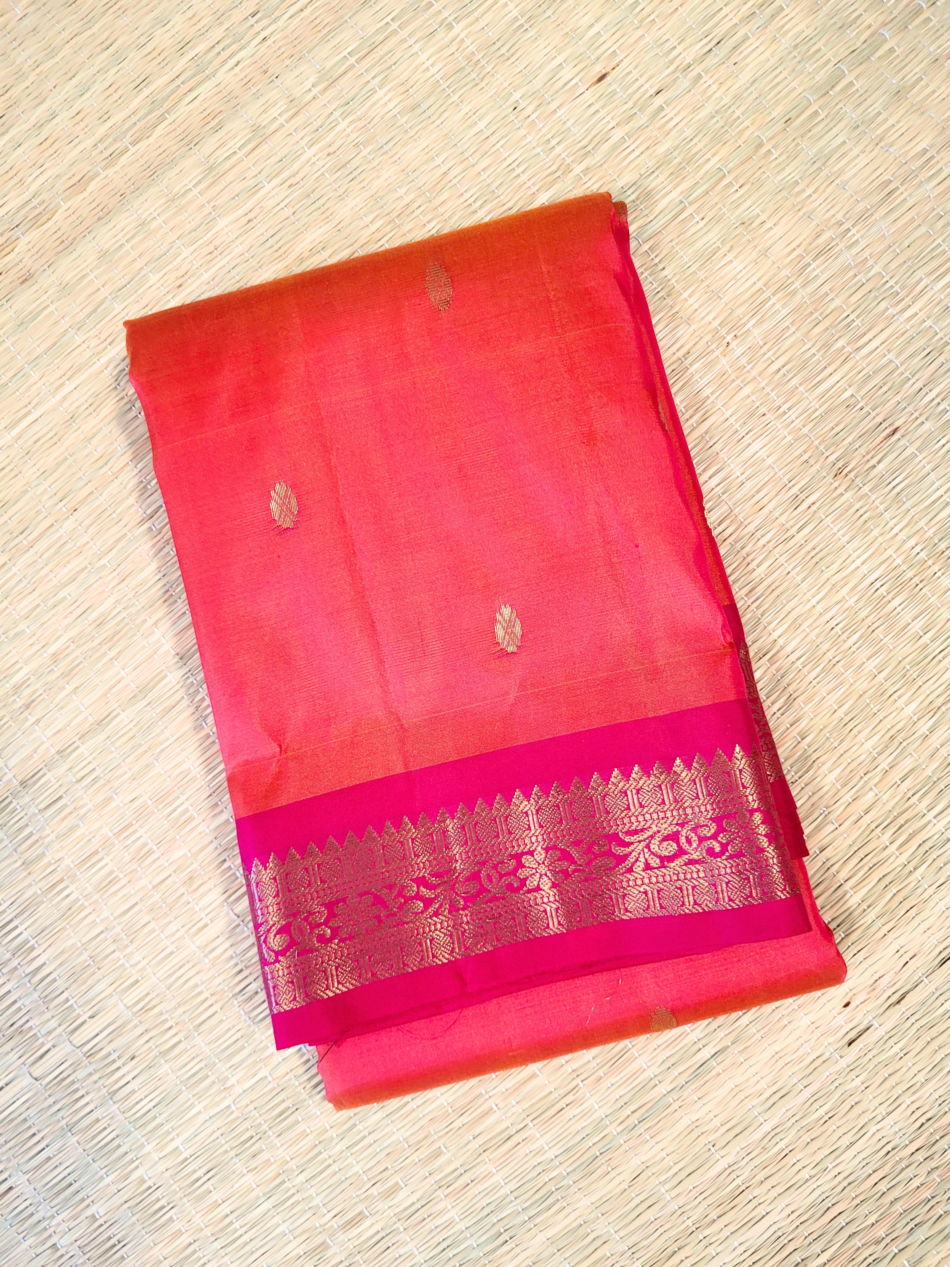 Orange Kanchipuram Handloom Silk Saree